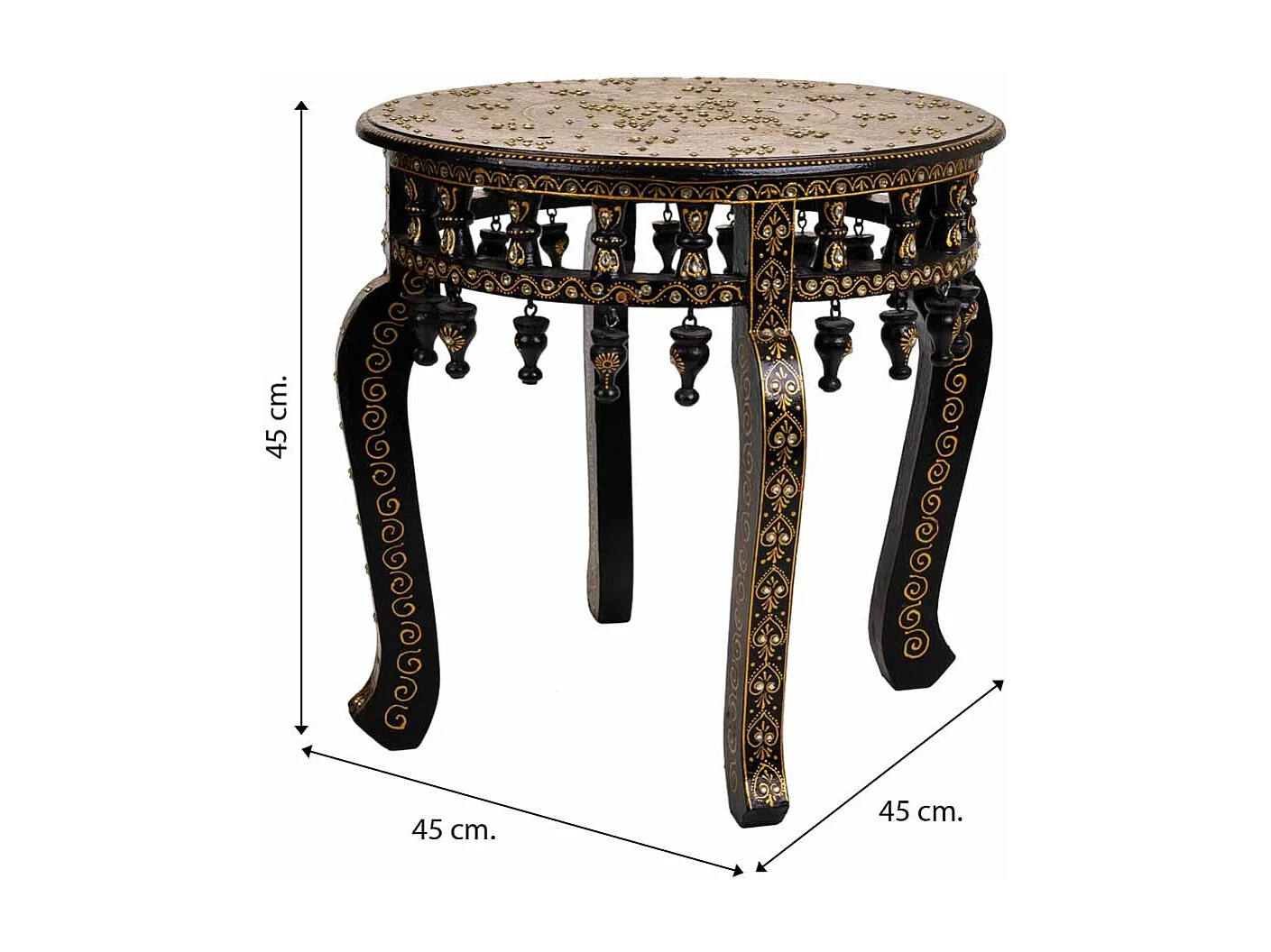 Table en bois peint finition artisanale 45x45x45 h cm