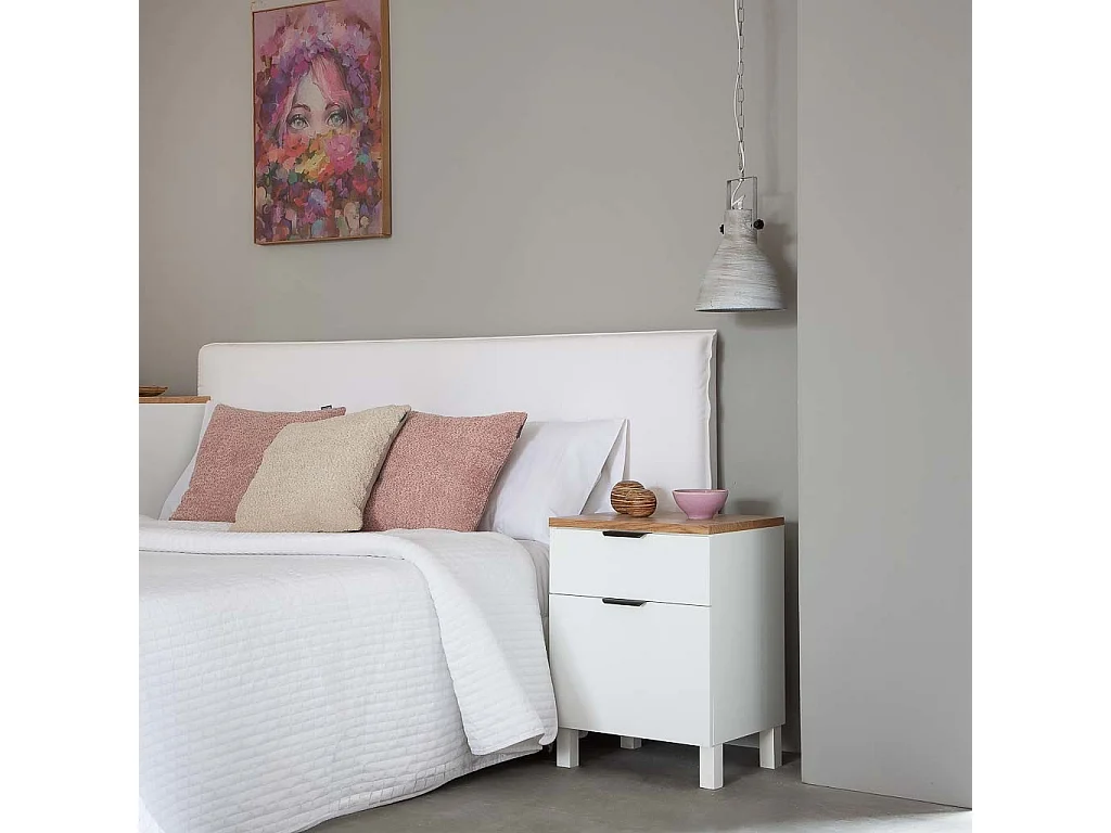 Table de chevet en bois avec 1 tiroir et 1 porte 45x35x60h cm