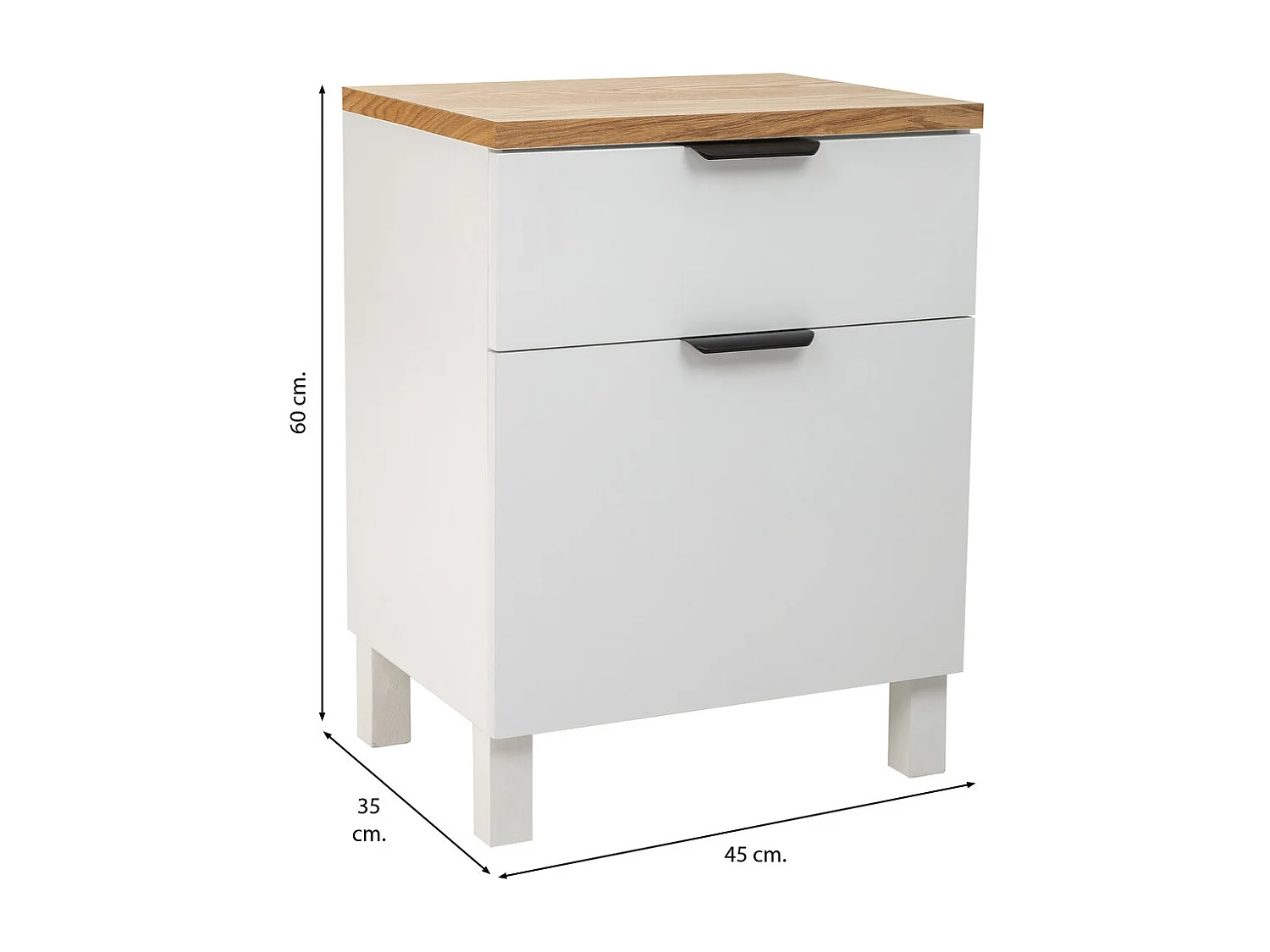 Table de chevet en bois avec 1 tiroir et 1 porte 45x35x60h cm