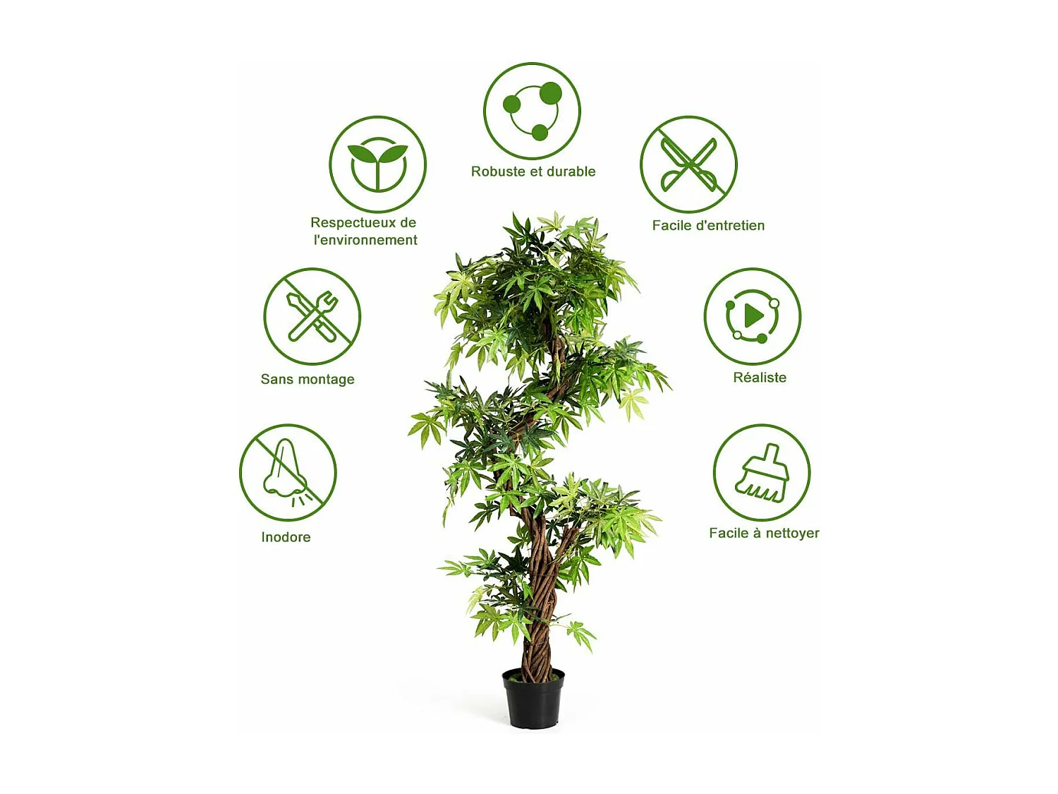 Arbre Artificiel Plante Artificielle en Pot Convient pour Intérieur ou Extérieur 160 cm