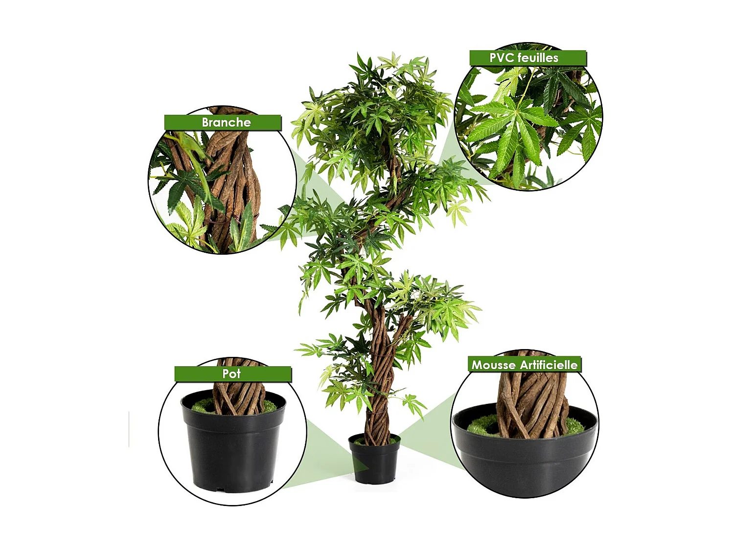 Arbre Artificiel Plante Artificielle en Pot Convient pour Intérieur ou Extérieur 160 cm