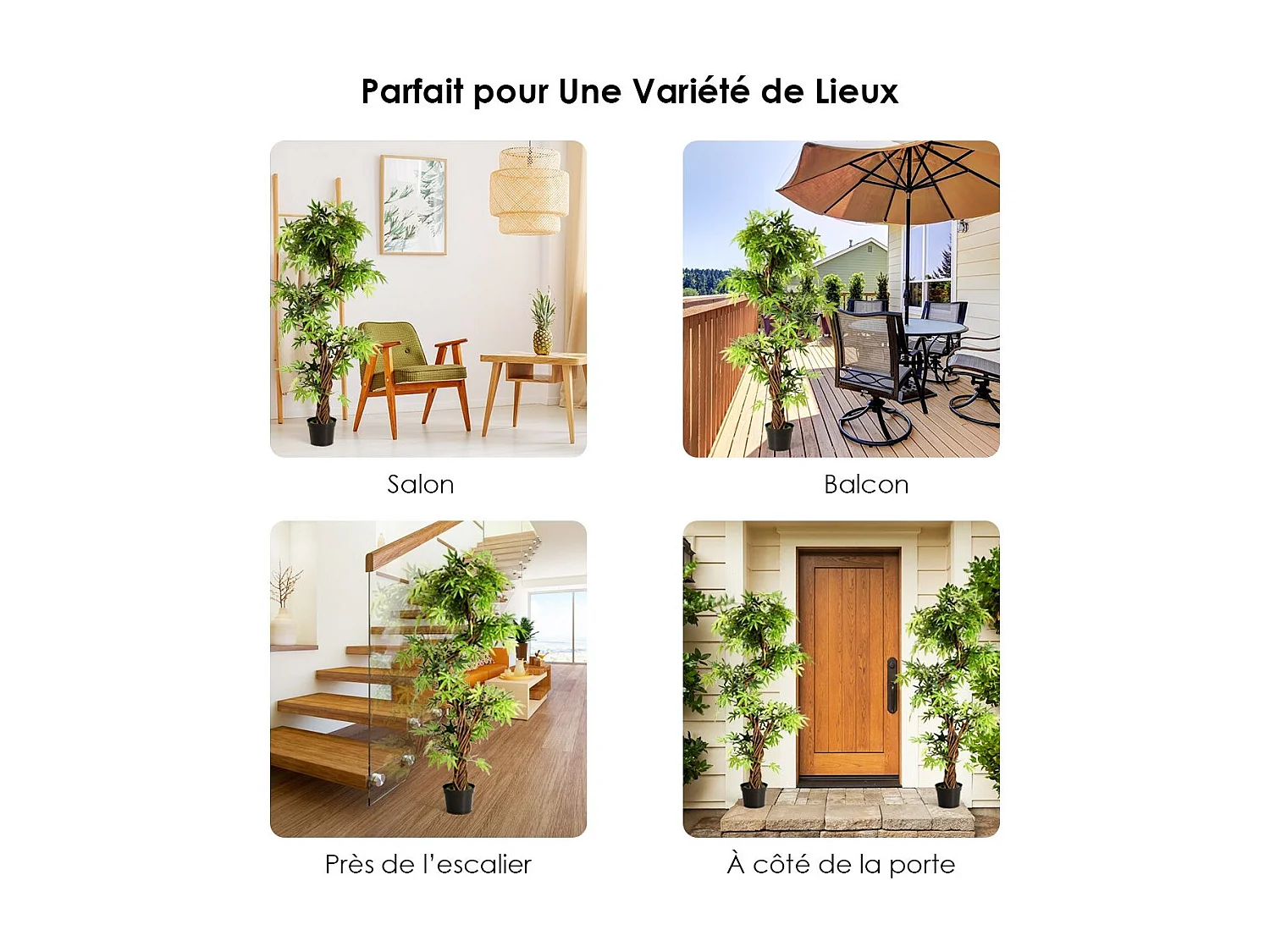 Arbre Artificiel Plante Artificielle en Pot Convient pour Intérieur ou Extérieur 160 cm