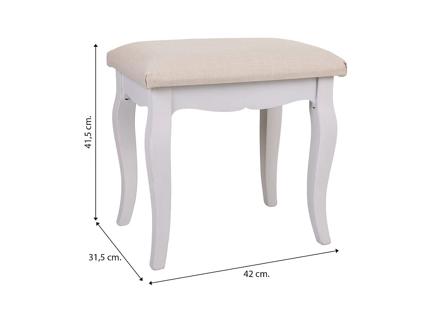 Banco de madeira branca 42x31,5x41,5