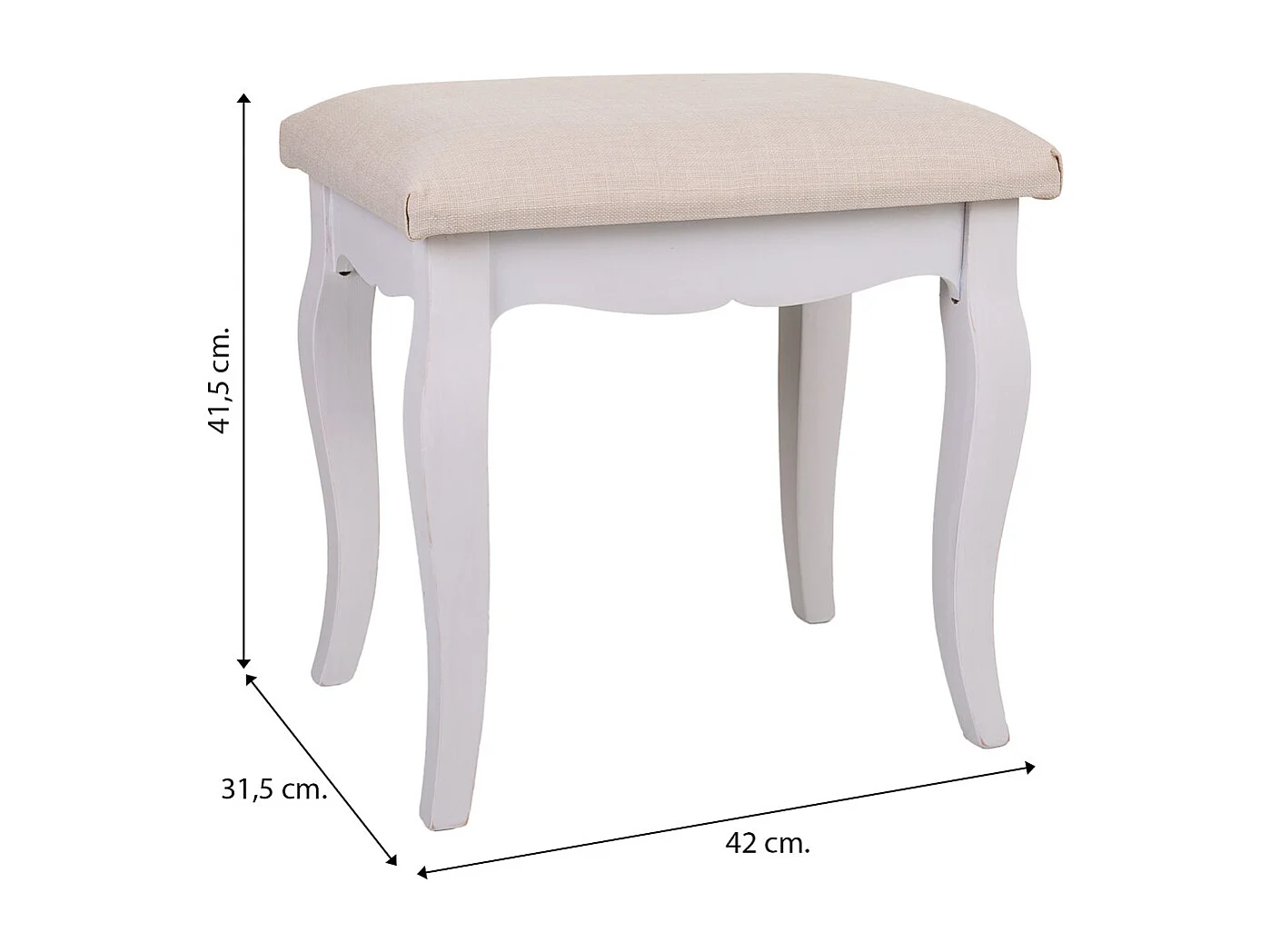 Banco de madeira branca 42x31,5x41,5