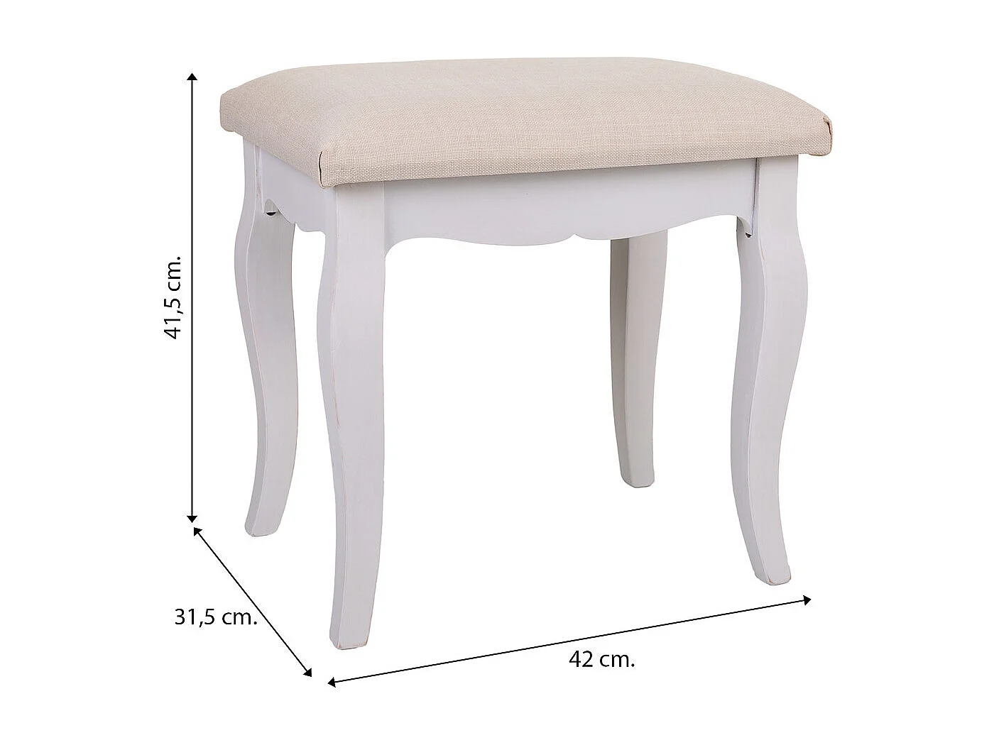 Banco de madeira branca 42x31,5x41,5