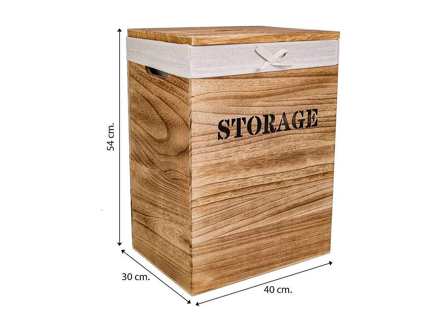 Set di 2 cesti per la biancheria in legno 40x30x54-34x26x47