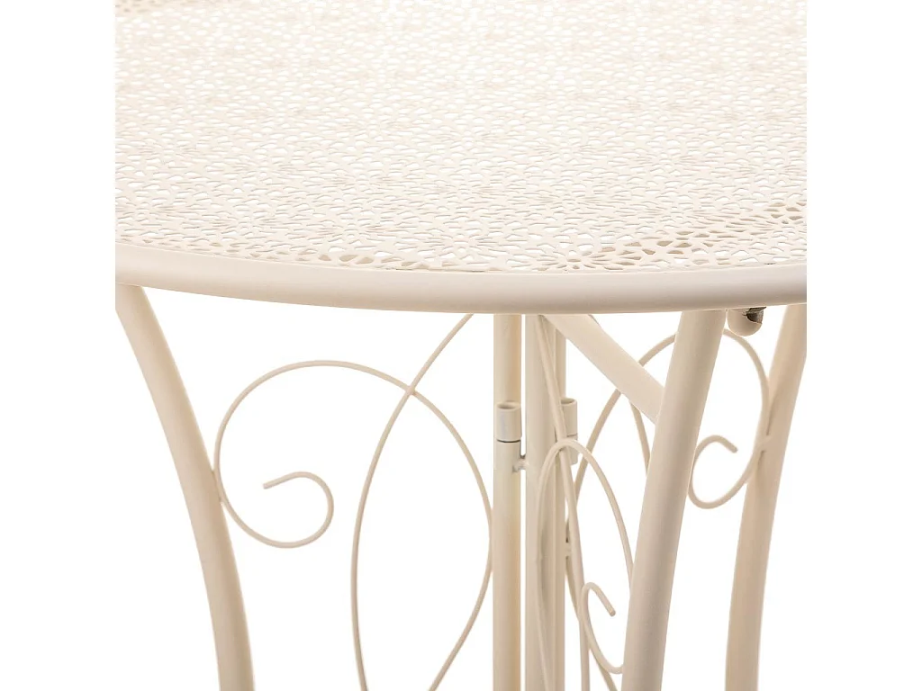 Ensemble table et deux chaises en fer forgé blanc Table D60x70 - chaise 39x39x94