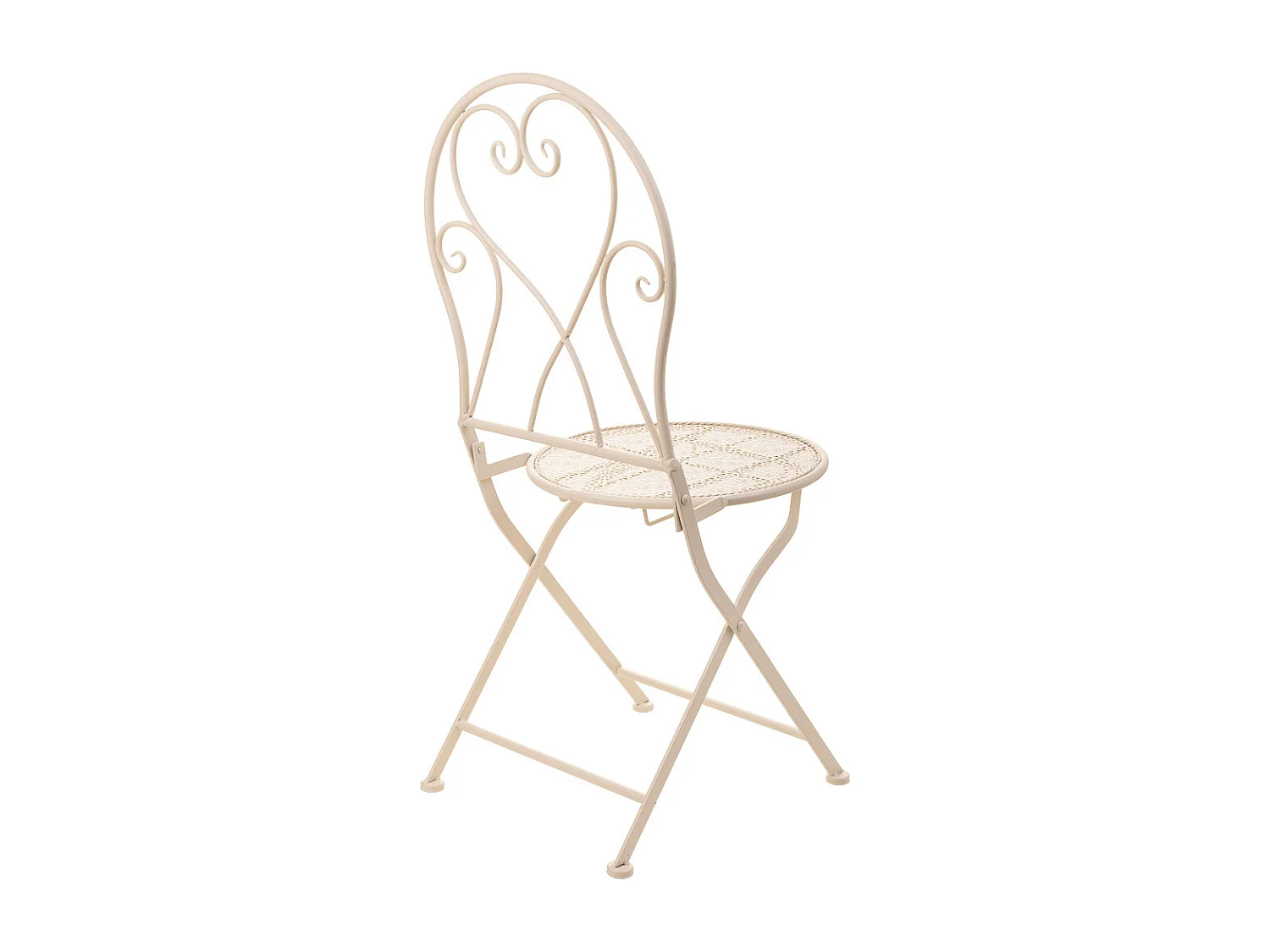 Ensemble table et deux chaises en fer forgé blanc Table D60x70 - chaise 39x39x94