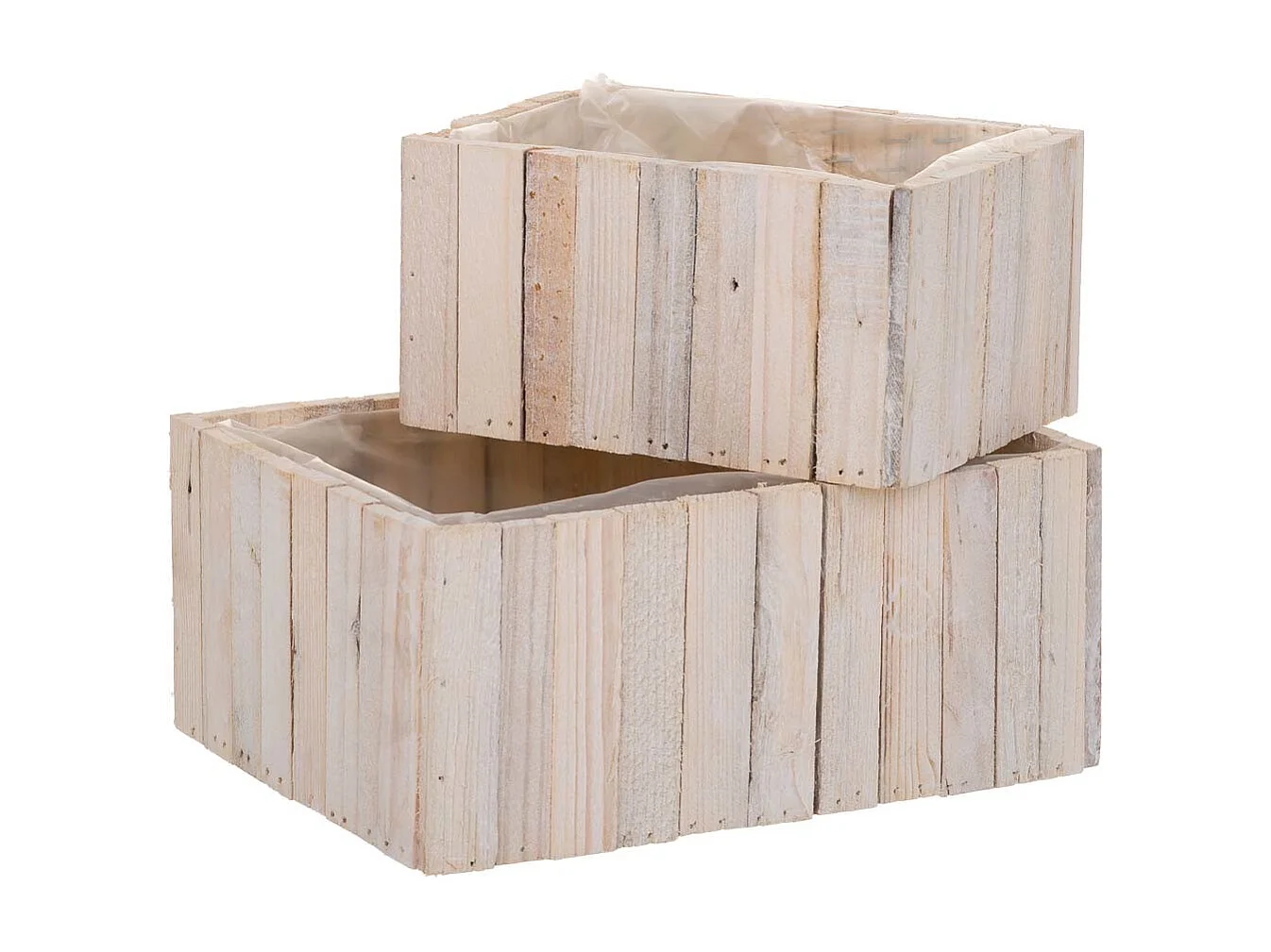 Set di 2 cestini rettangolari in legno marrone