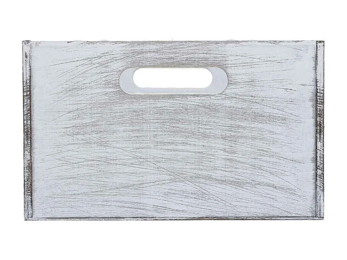 Set di 3 cesti in legno bianco 35x25x15h-30x20x14h-25x15x13