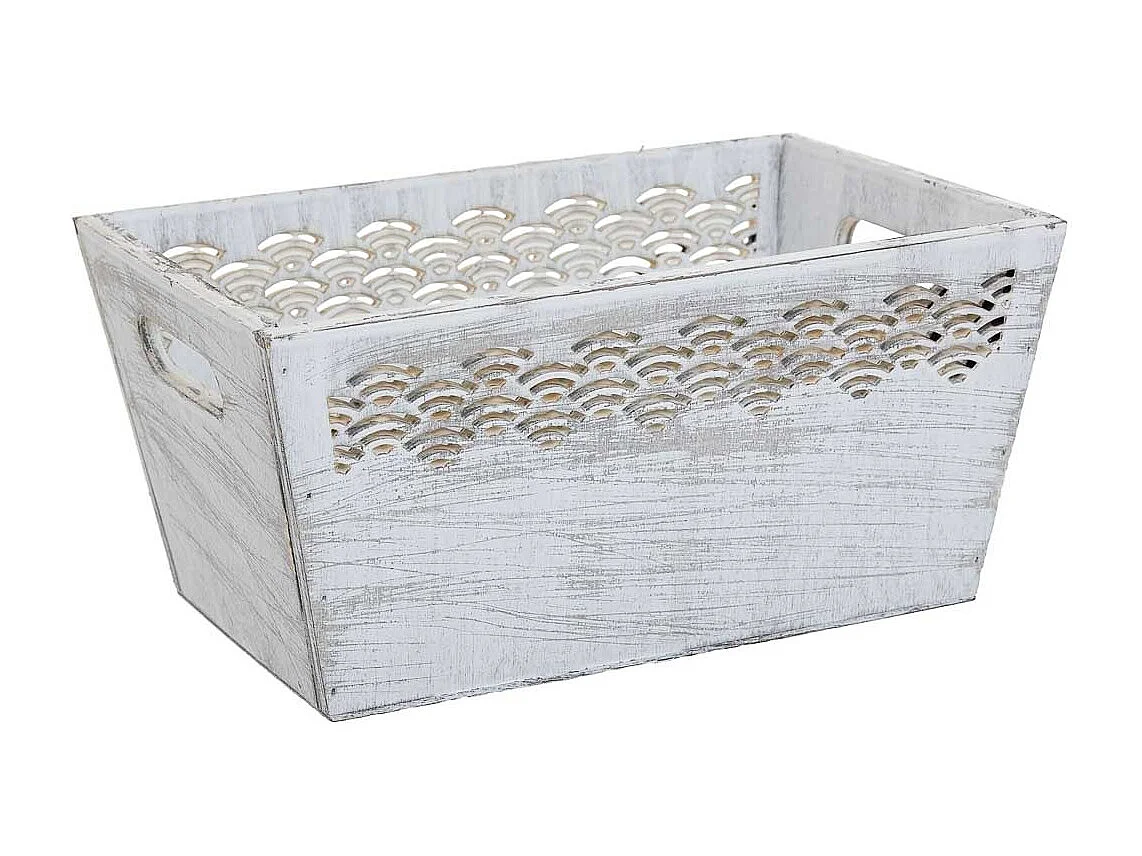 Ensemble de 2 paniers en bois blanc 25x17x12h-20x12x9,5