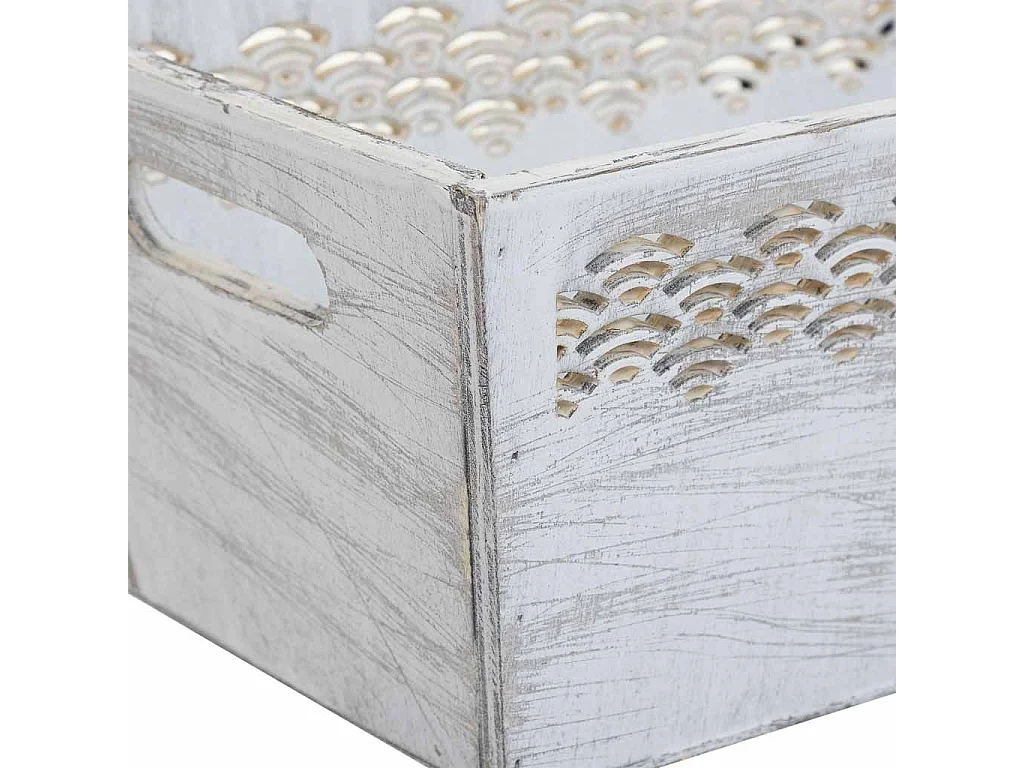 Ensemble de 2 paniers en bois blanc 25x17x12h-20x12x9,5