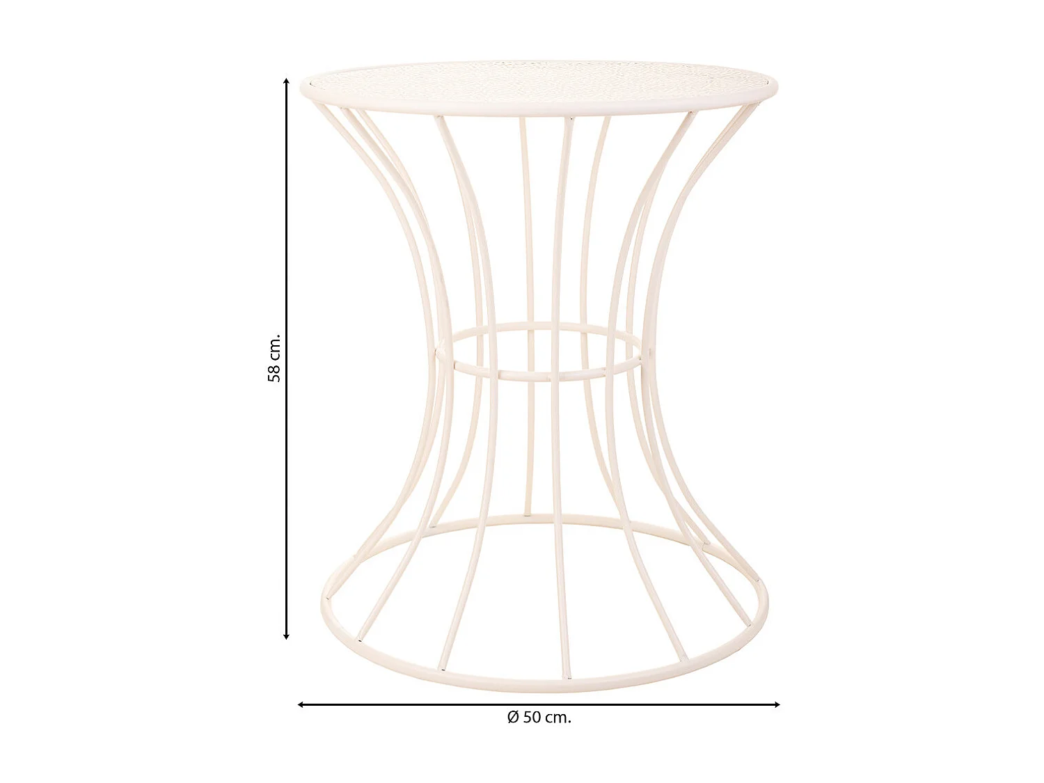 Tavolino in ferro battuto bianco 50x50x58