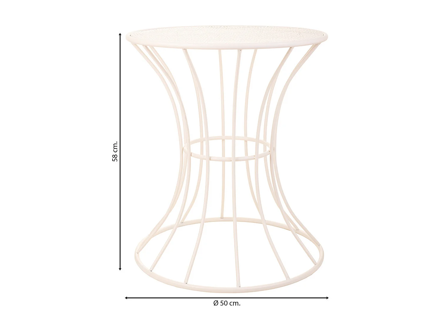 Mesa de apoio em ferro forjado branco 50x50x58