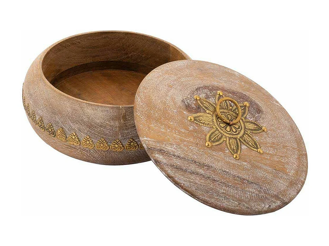 Portagioie in legno color panna 18x18x9h cm