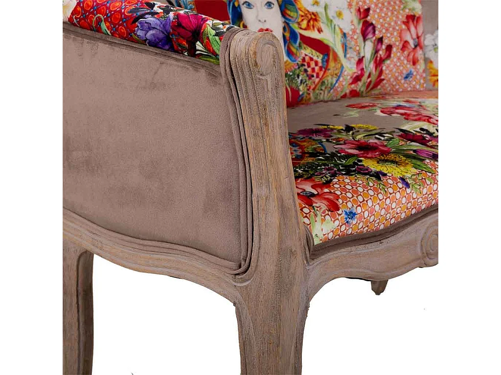 Divano in legno imbottito 107x61x70h cm