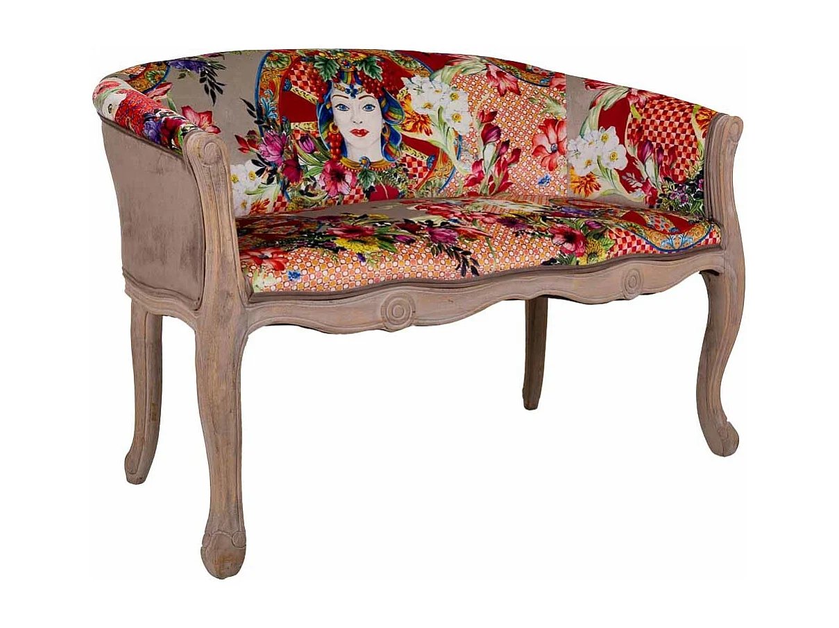 Divano in legno imbottito 107x61x70h cm