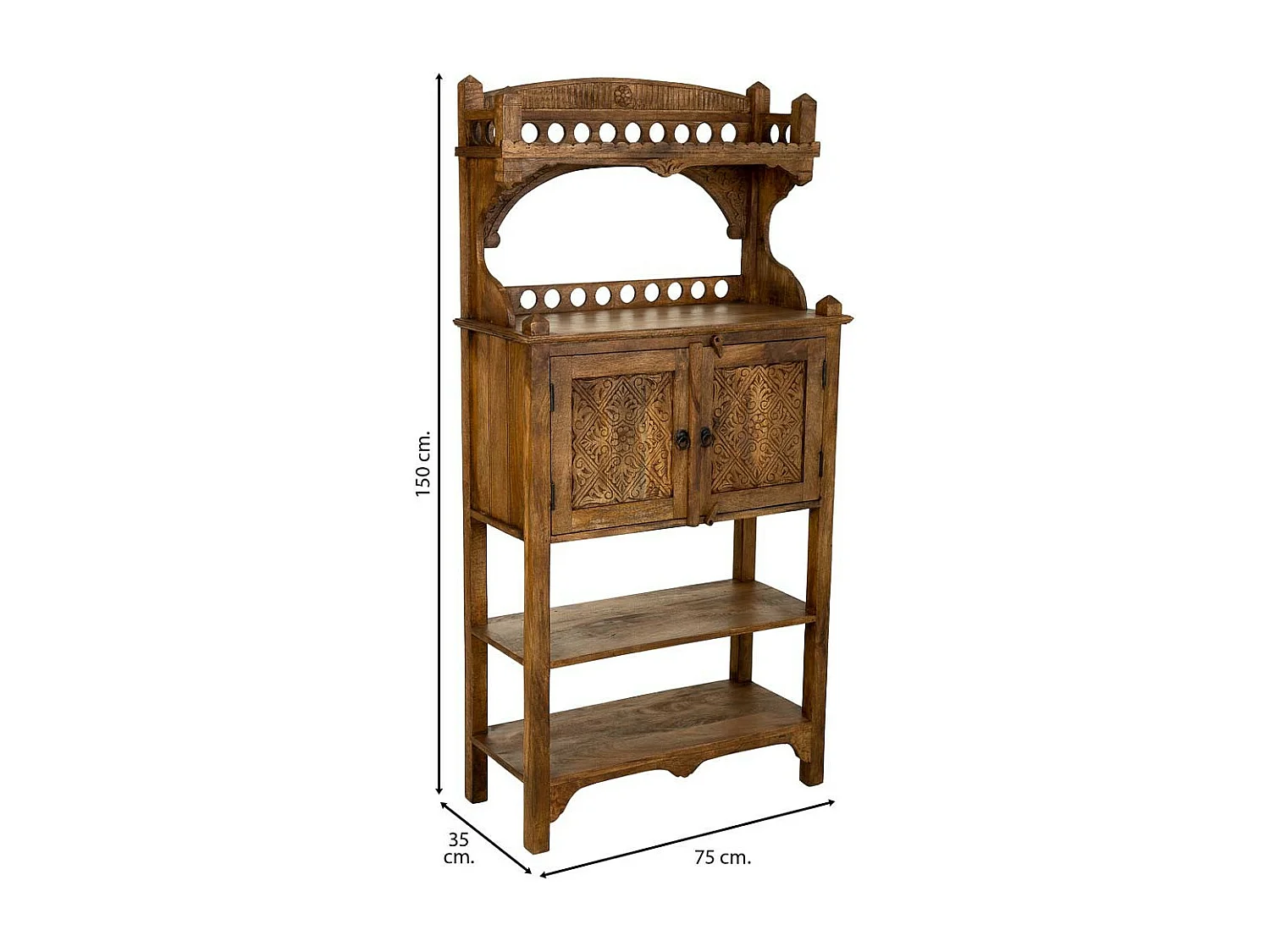 Aparador de madeira marrom 75x35x150