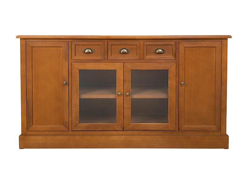Aparador de madera 4 puertas 3 cajones marron