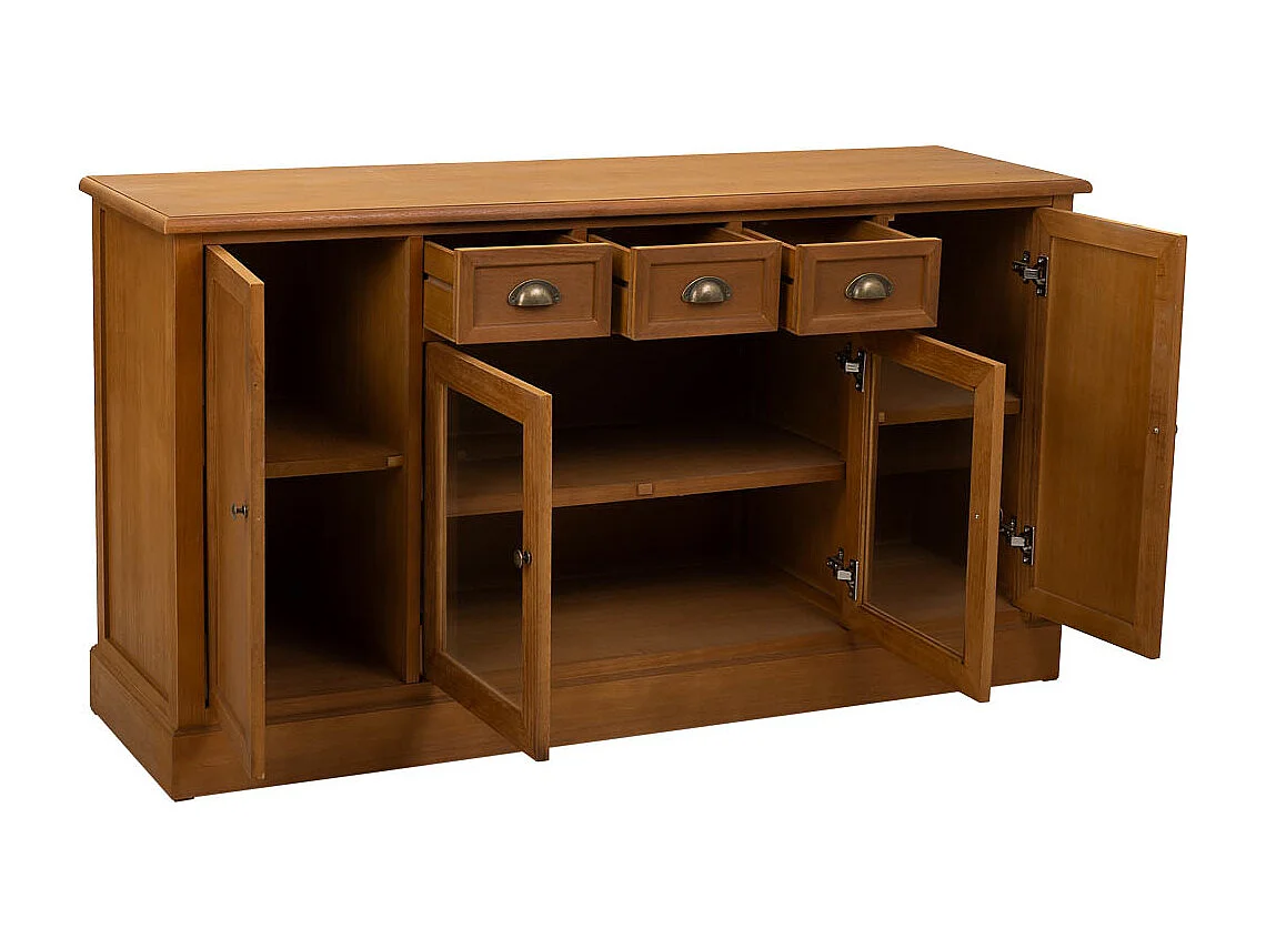 Aparador de madera 4 puertas 3 cajones marron