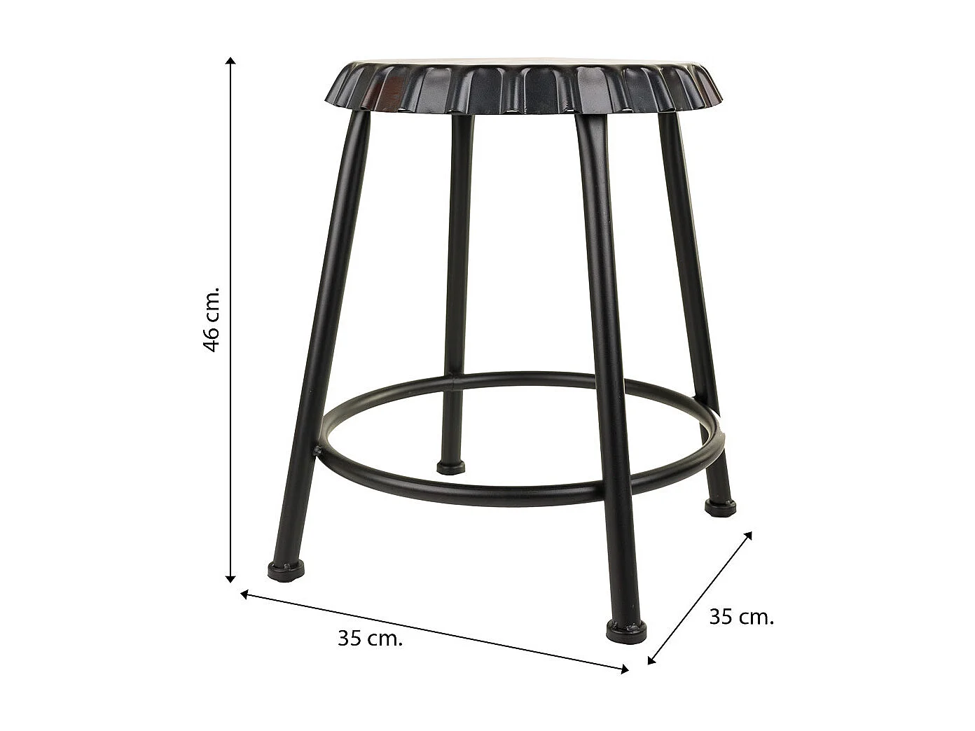 Tabouret en métal blanc 35x35x46