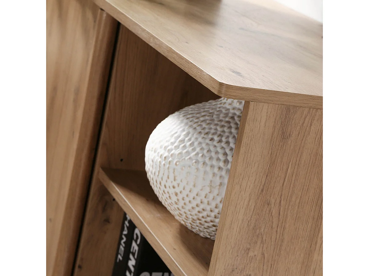 Hohe Anrichte mit 1 Schiebetür und 2 Schubladen in Eichenoptik - LENNY