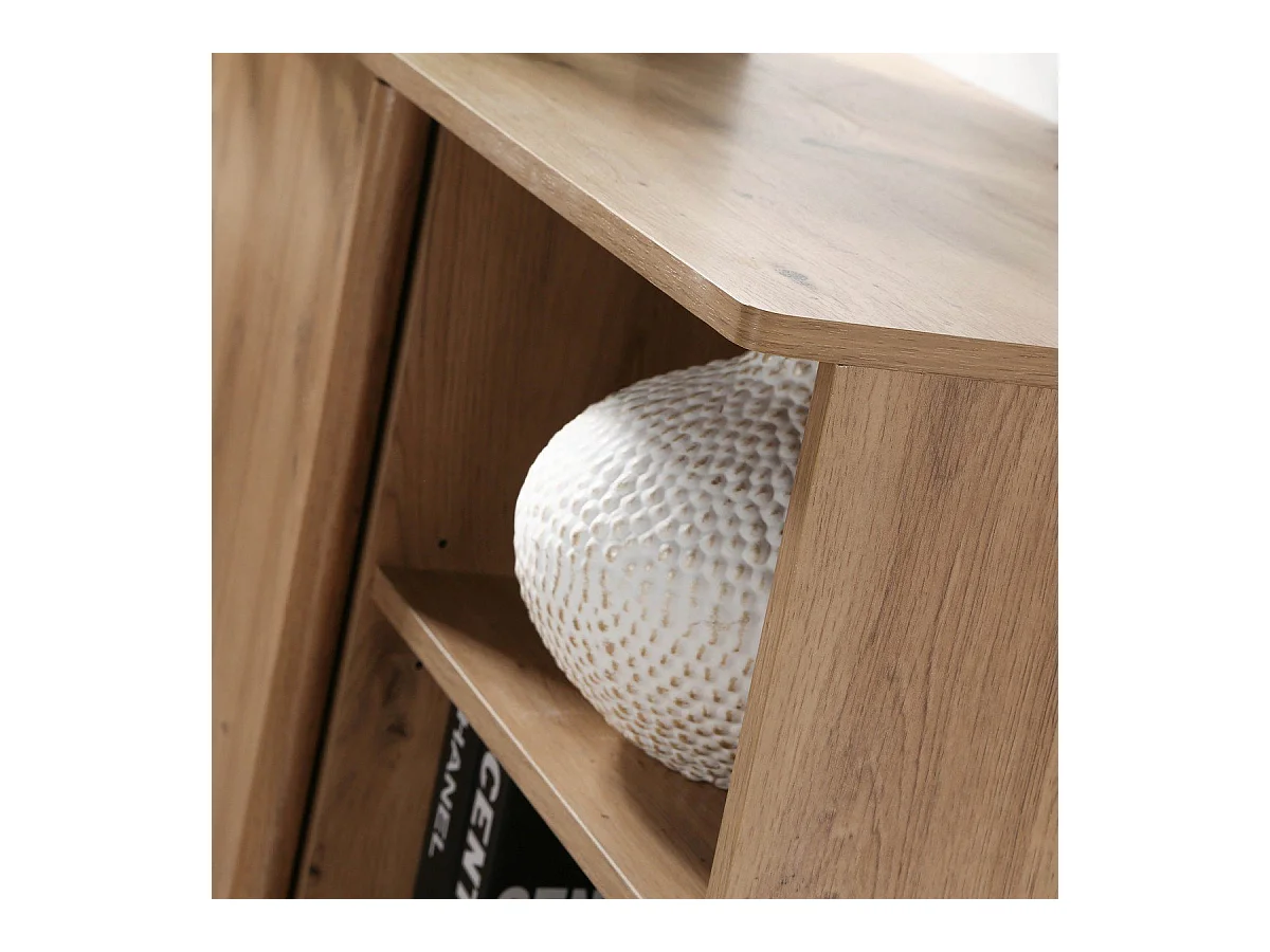 Buffet Haut 1 Porte Coulissante et 2 Tiroirs décor chêne - LENNY