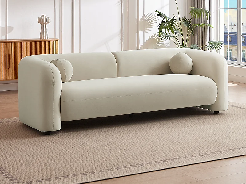 Canapé 3 places en velours beige OVOTAS