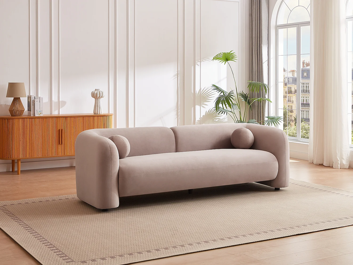 Sofa 3-Sitzer - Samt - Rosa - OVOTAS