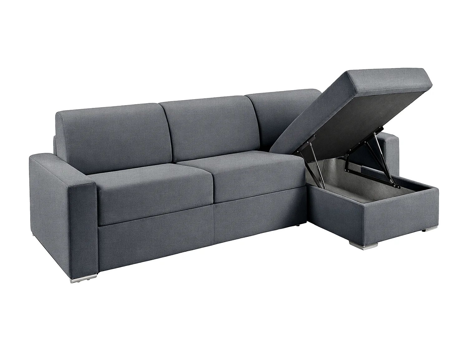 Canapé d'angle réversible convertible express en tissu gris anthracite - Couchage lattes larges 140 cm - Matelas 18 cm - CALITO