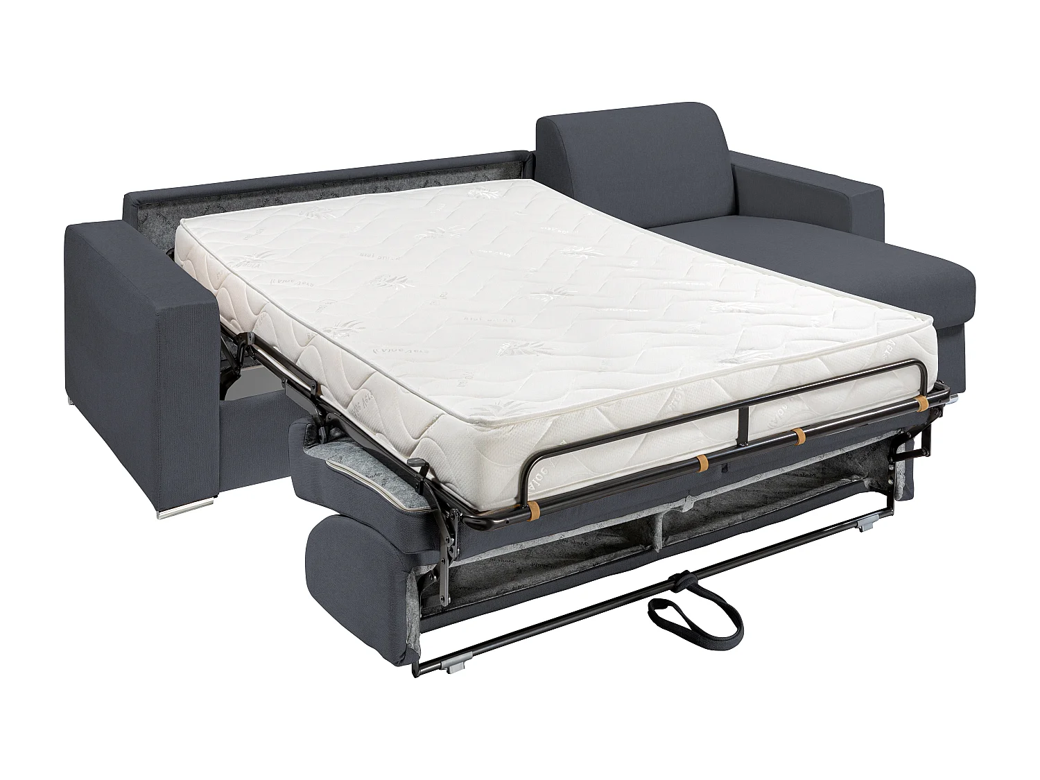 Canapé d'angle réversible convertible express en tissu gris anthracite - Couchage lattes larges 160 cm - Matelas 18 cm - CALITO