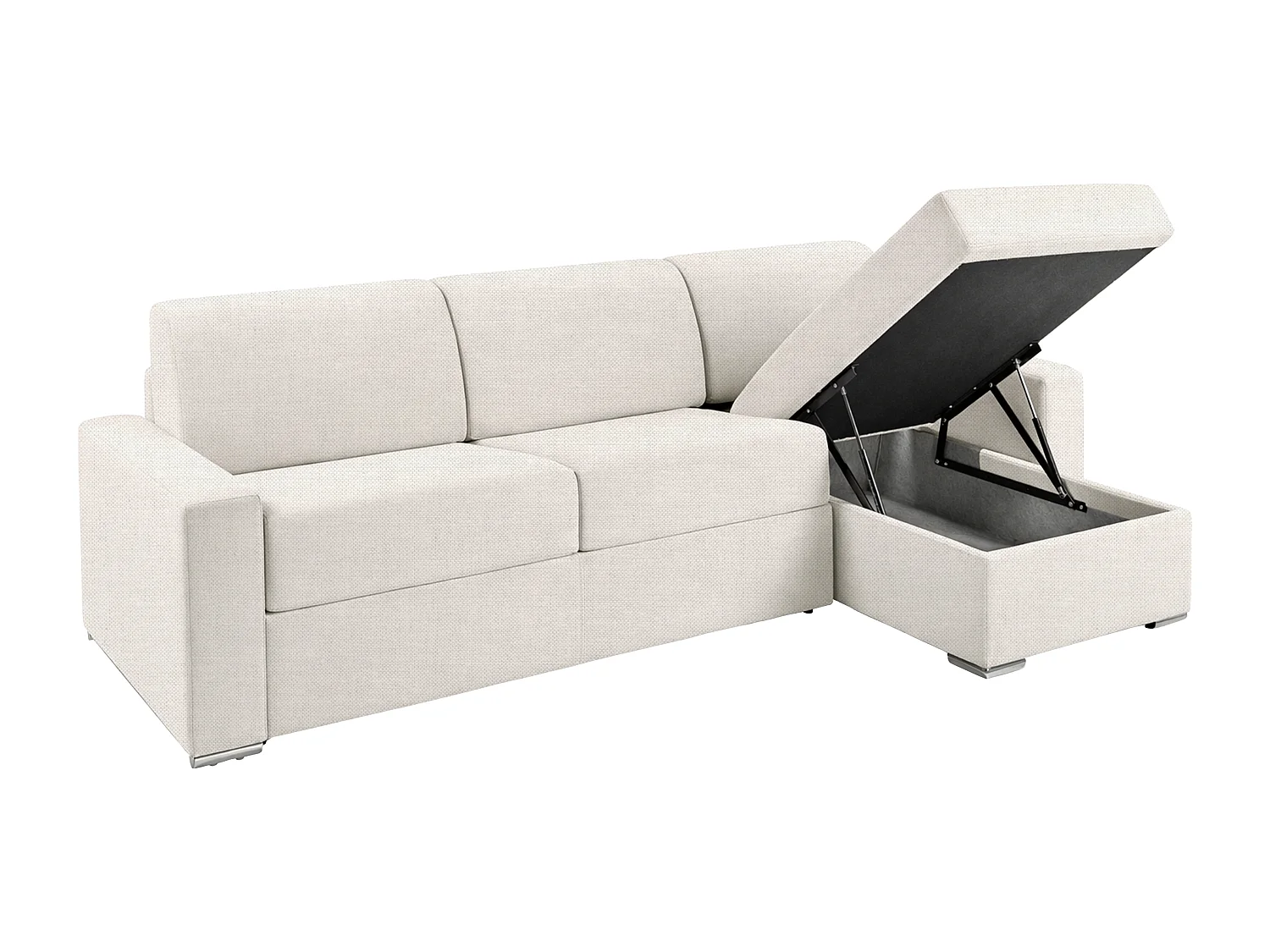 Canapé d'angle réversible convertible express en tissu beige - Couchage lattes larges 140 cm - Matelas 14 cm - CALITO