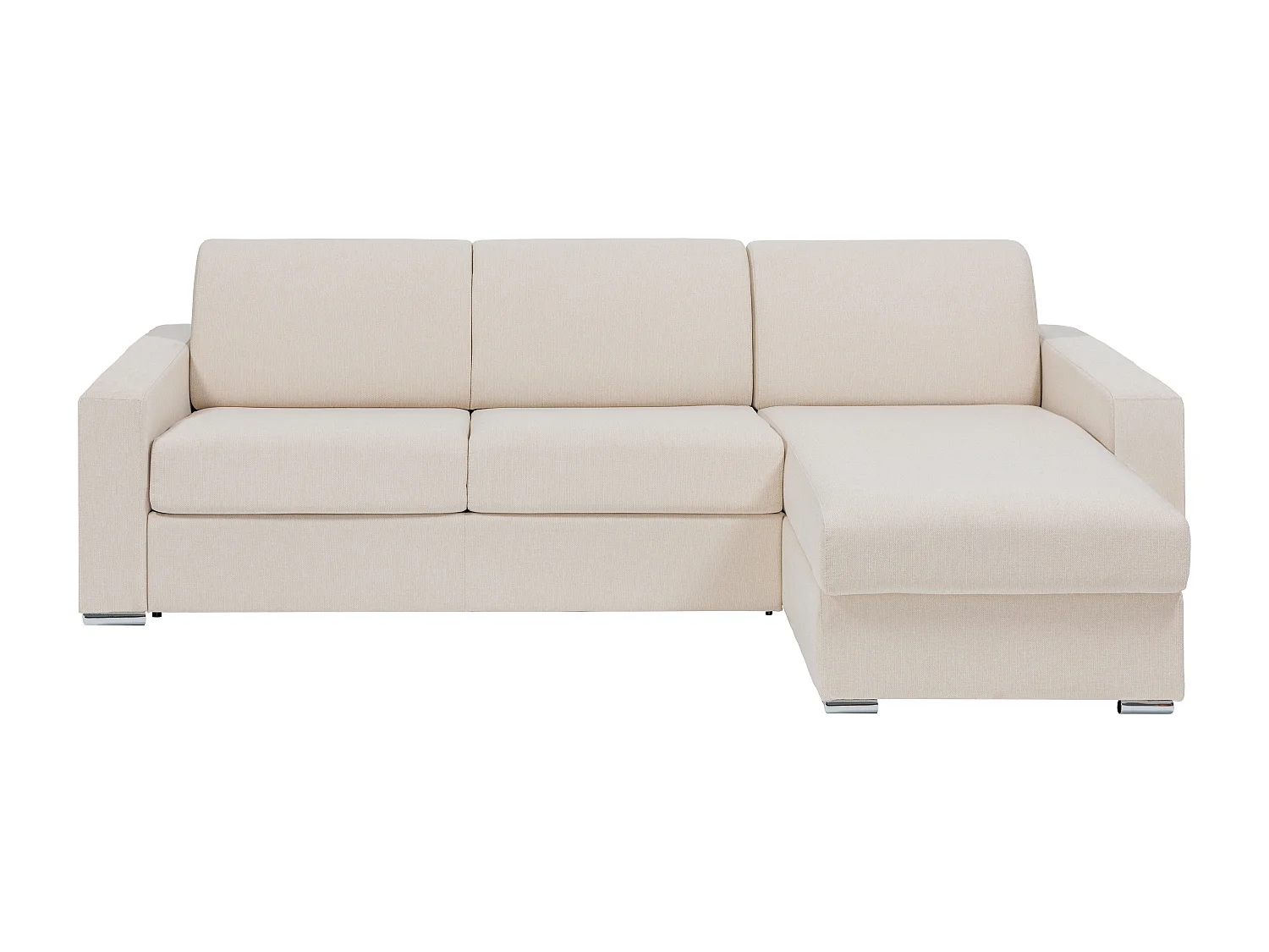 Canapé d'angle réversible convertible express en tissu beige - Couchage 140 cm - Matelas 18 cm - CALITO