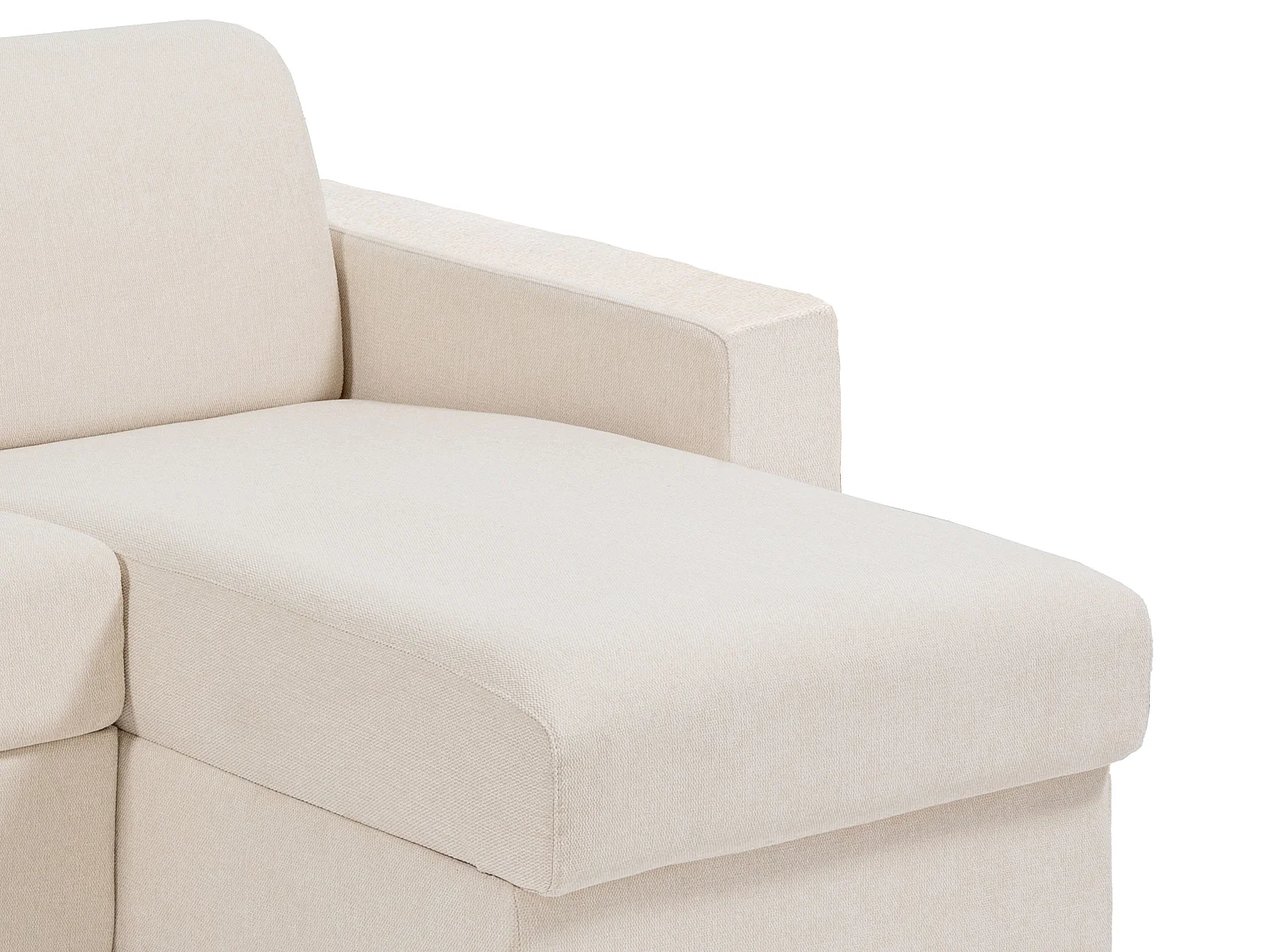 Canapé d'angle réversible convertible express en tissu beige - Couchage lattes larges 160 cm - Matelas 22 cm avec mémoire de forme - CALITO