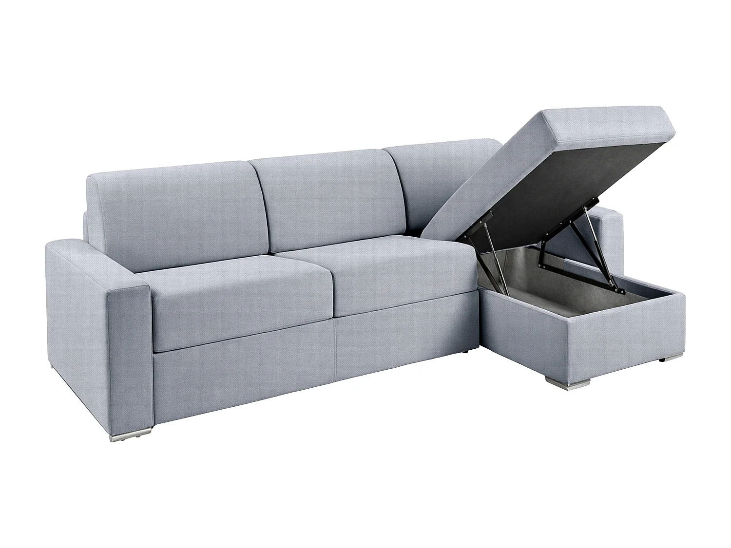 Hjørnesovesofa raskt konvertibel i grått stoff - Soveplass 140 cm - 18 cm madrass CALITO