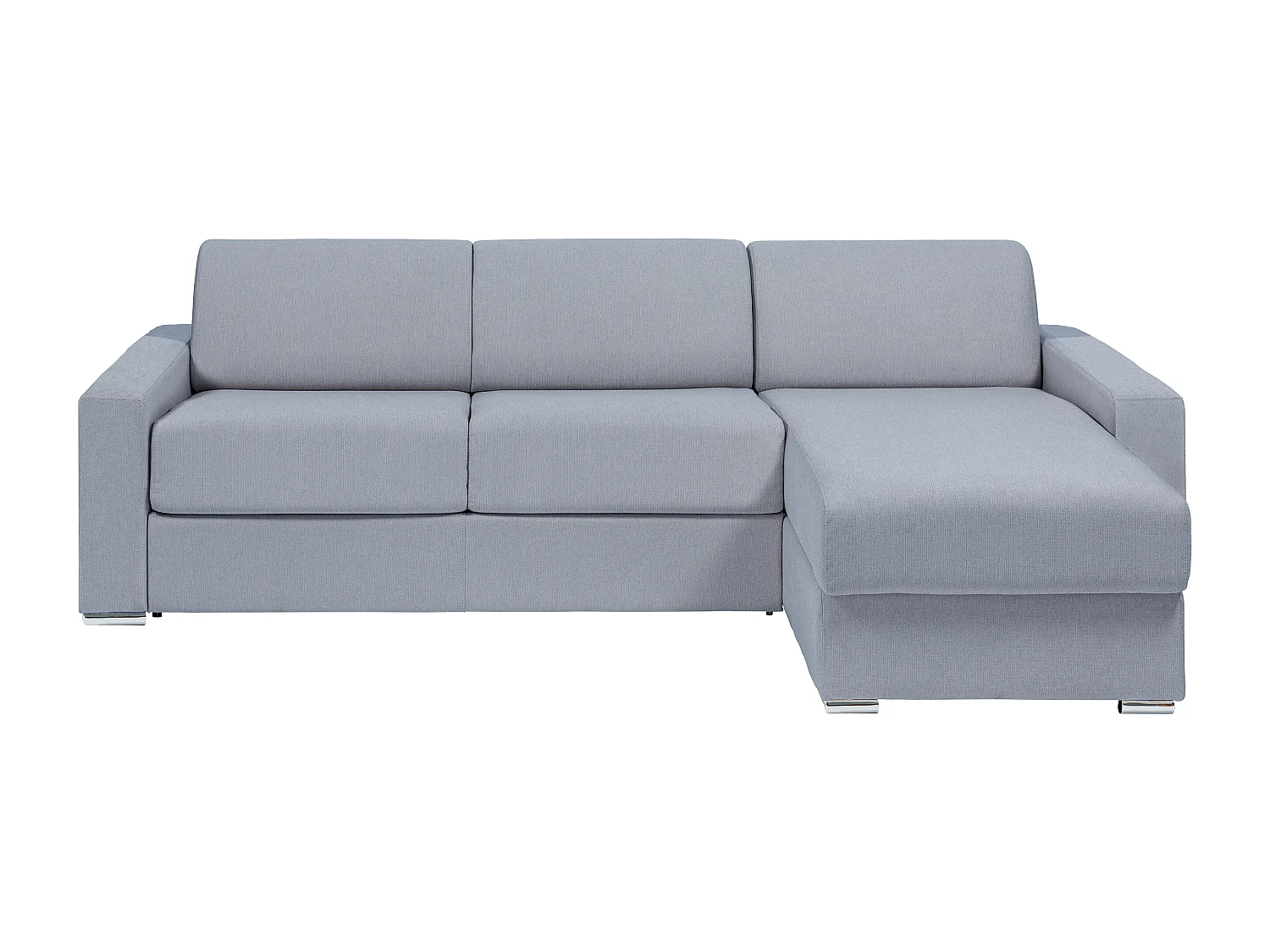Canapé d'angle réversible convertible express en tissu gris - Couchage lattes larges 140 cm - Matelas 22 cm avec mémoire de forme - CALITO