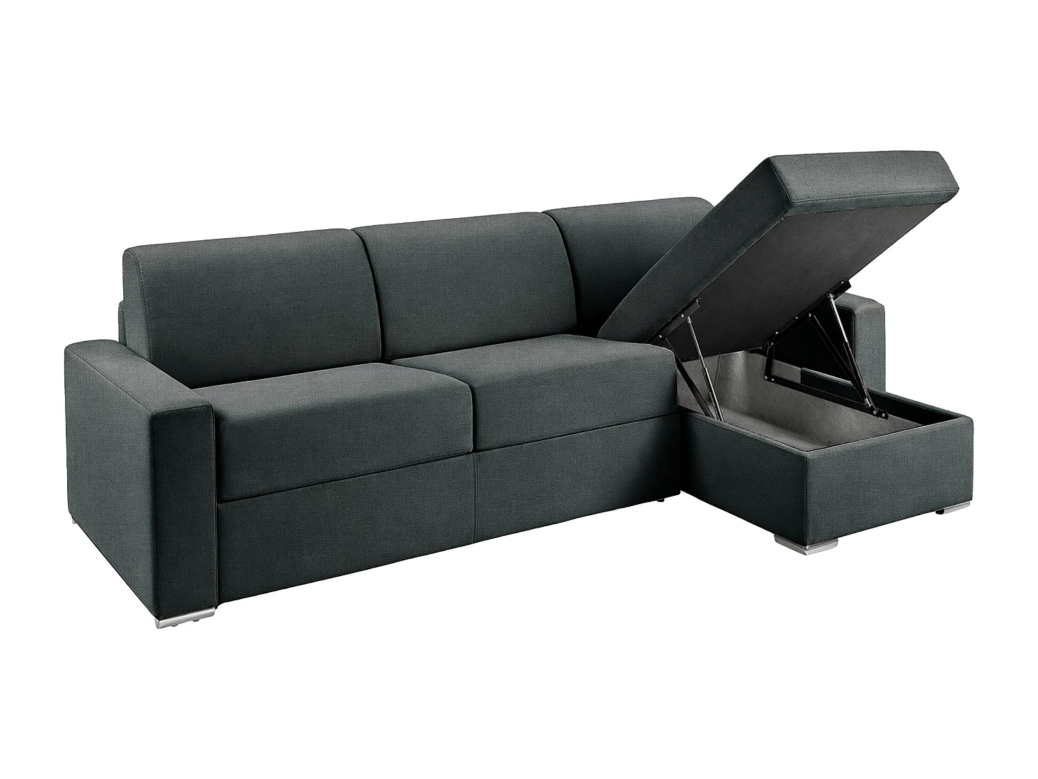 Canapé d'angle réversible convertible express en tissu vert sapin - Couchage 140 cm - Matelas 14 cm - CALITO