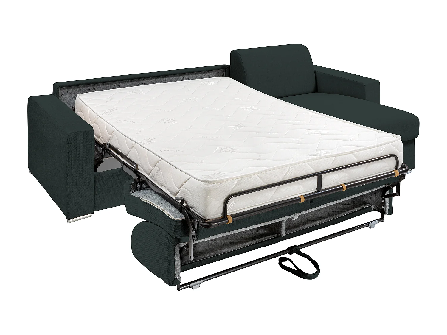 Canapé d'angle réversible convertible express en tissu vert sapin - Couchage 140 cm - Matelas 18 cm - CALITO
