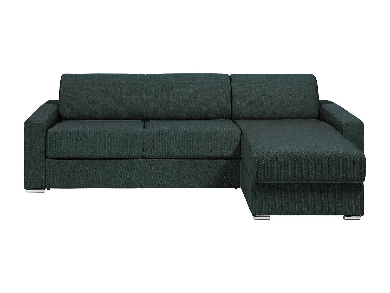 Canapé d'angle réversible convertible express en tissu vert sapin - Couchage lattes larges 160 cm - Matelas 22 cm avec mémoire de forme - CALITO