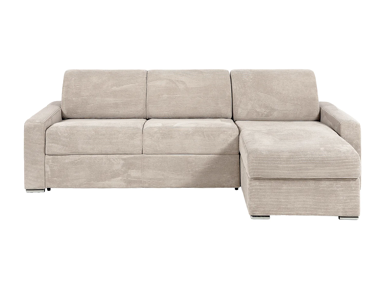 Canapé d'angle réversible convertible express en velours côtelé beige - Couchage lattes larges 140 cm - Matelas 18 cm - CALITO