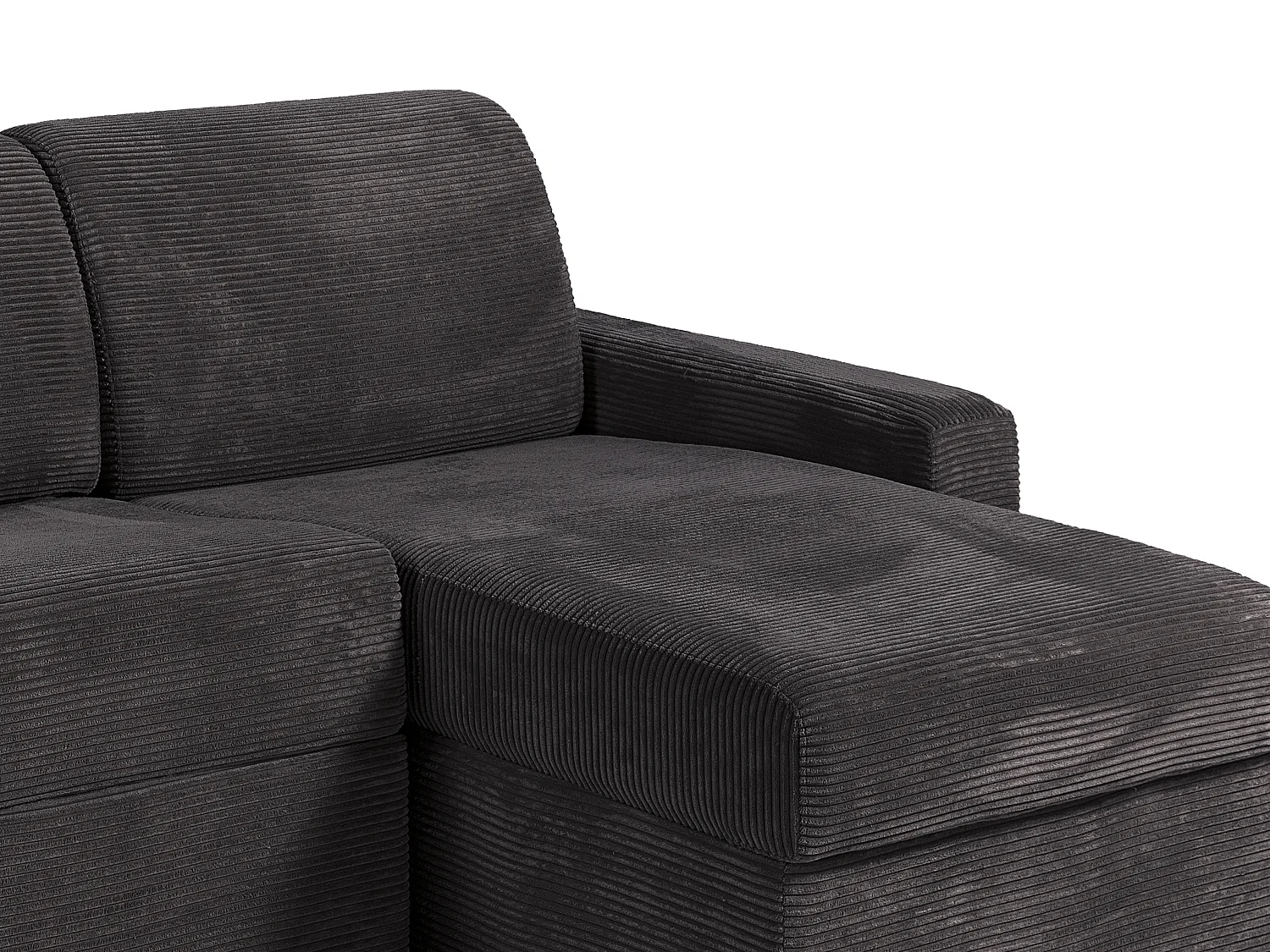 Canapé d'angle réversible convertible express en velours côtelé gris - Couchage lattes larges 140 cm - Matelas 14 cm - CALITO