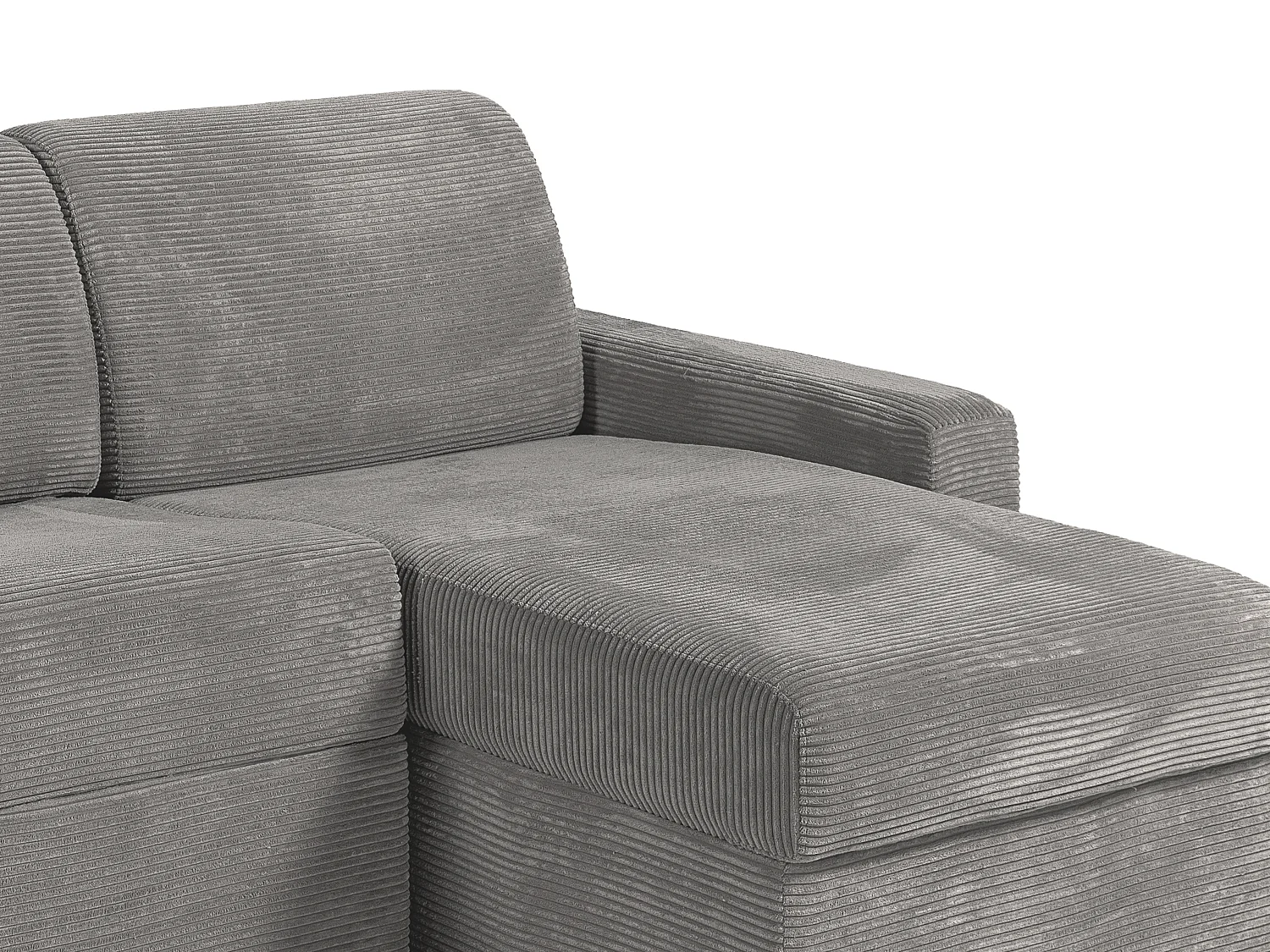 Canapé d'angle réversible convertible express en velours côtelé gris clair - Couchage 140 cm - Matelas 18 cm - CALITO