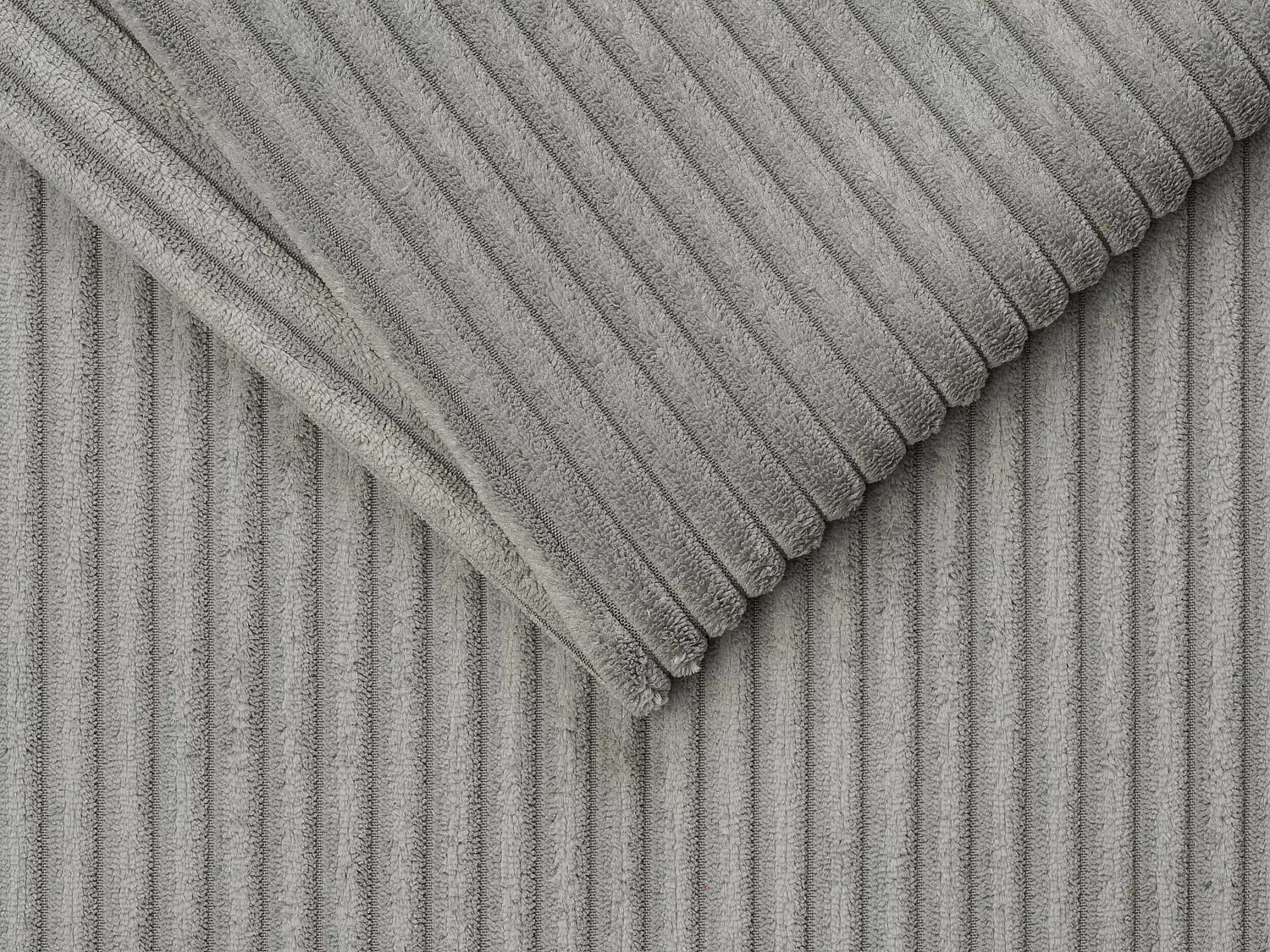 Canapé d'angle réversible convertible express en velours côtelé gris clair - Couchage 140 cm - Matelas 22 cm avec mémoire de forme - CALITO