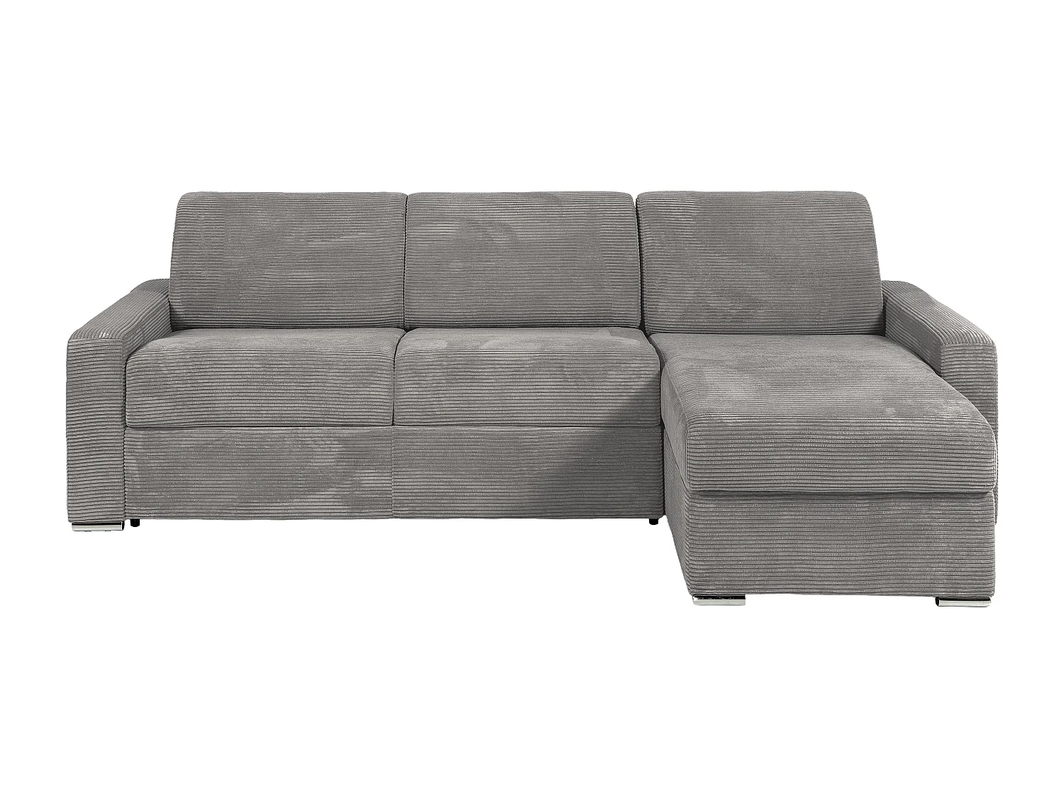 Canapé d'angle réversible convertible express en velours côtelé gris clair - Couchage 160 cm - Matelas 14 cm - CALITO