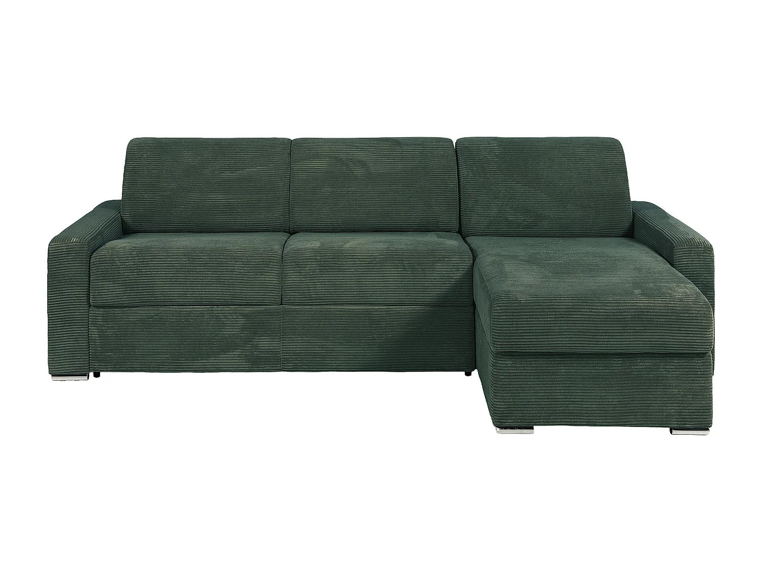 Canapé d'angle réversible convertible express en velours côtelé vert - Couchage lattes larges 160 cm - Matelas 22 cm avec mémoire de forme - CALITO