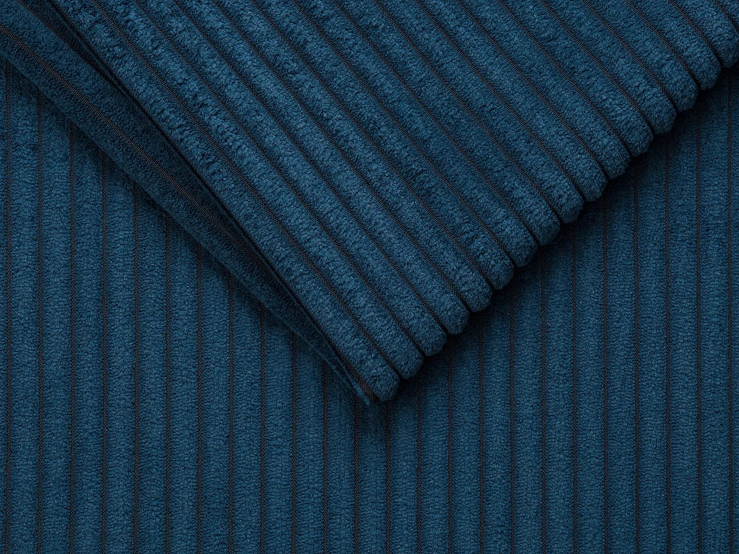 Canapé d'angle réversible convertible express en velours côtelé bleu - Couchage lattes larges 140 cm - Matelas 14 cm - CALITO