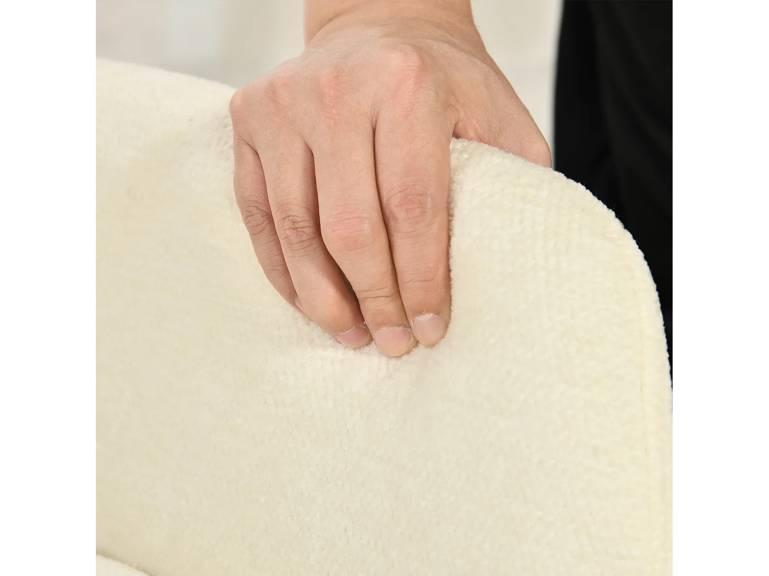 URBAN MEUBLE Chaise de bureau en tissu éponge beige, réglable en hauteur, rotation à 360°