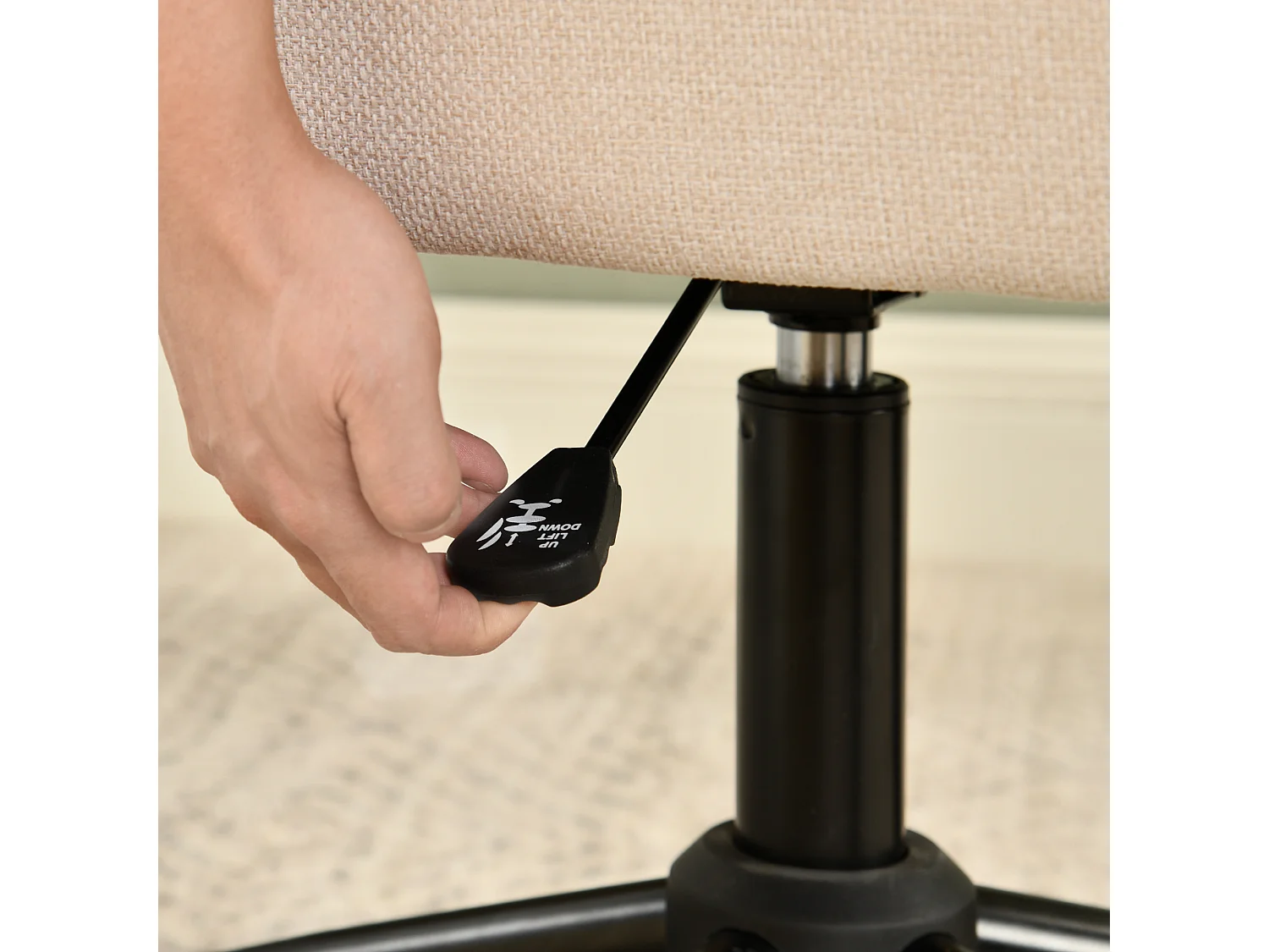 URBAN MEUBLE Chaise de bureau scandinave tissu beige pivotante hauteur réglable et 5 roulettes