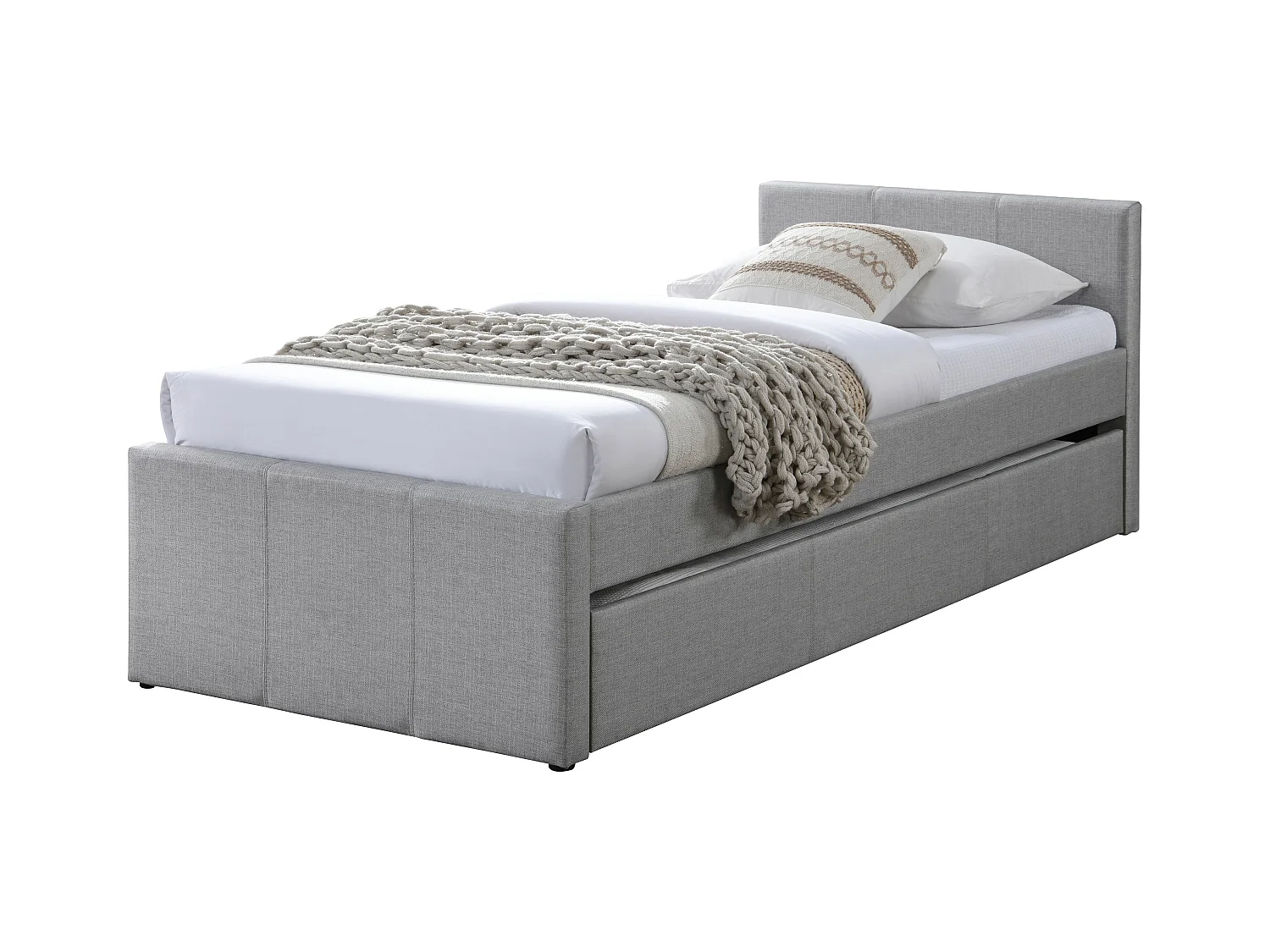 Cama nido 90 x 190 cm - Tela - Gris + Colchón - DORITALO