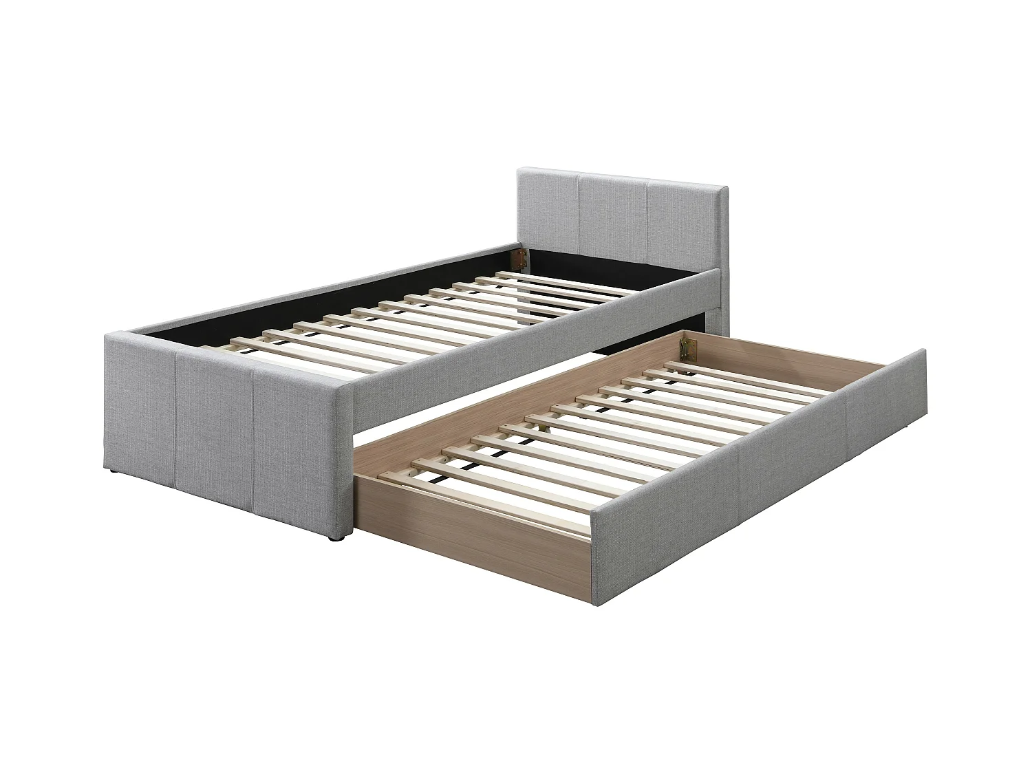 Cama nido 90 x 190 cm - Tela - Gris + Colchón - DORITALO